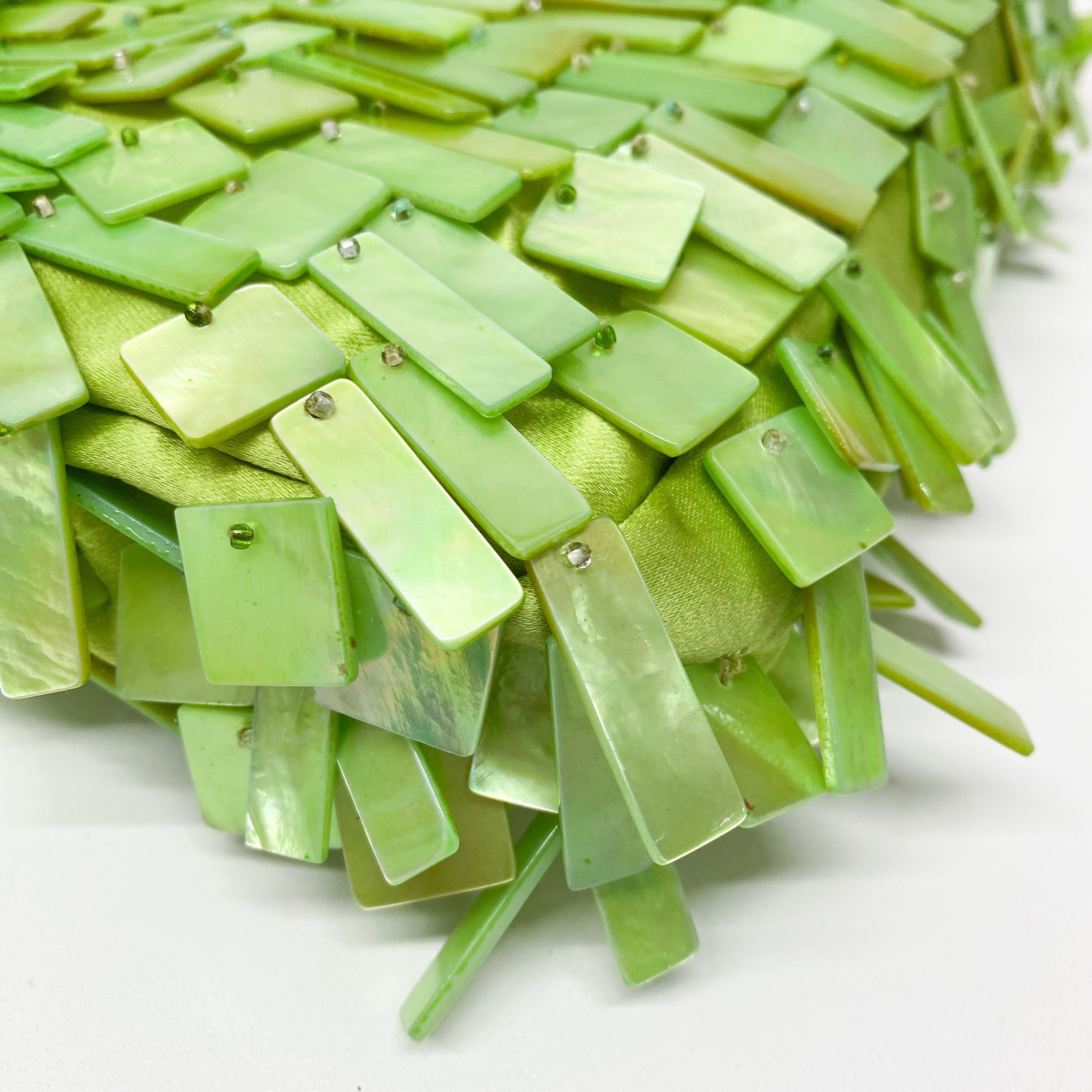 Limited Edition Baguette Mother Of Pearl Green Satin Shoulder Bag