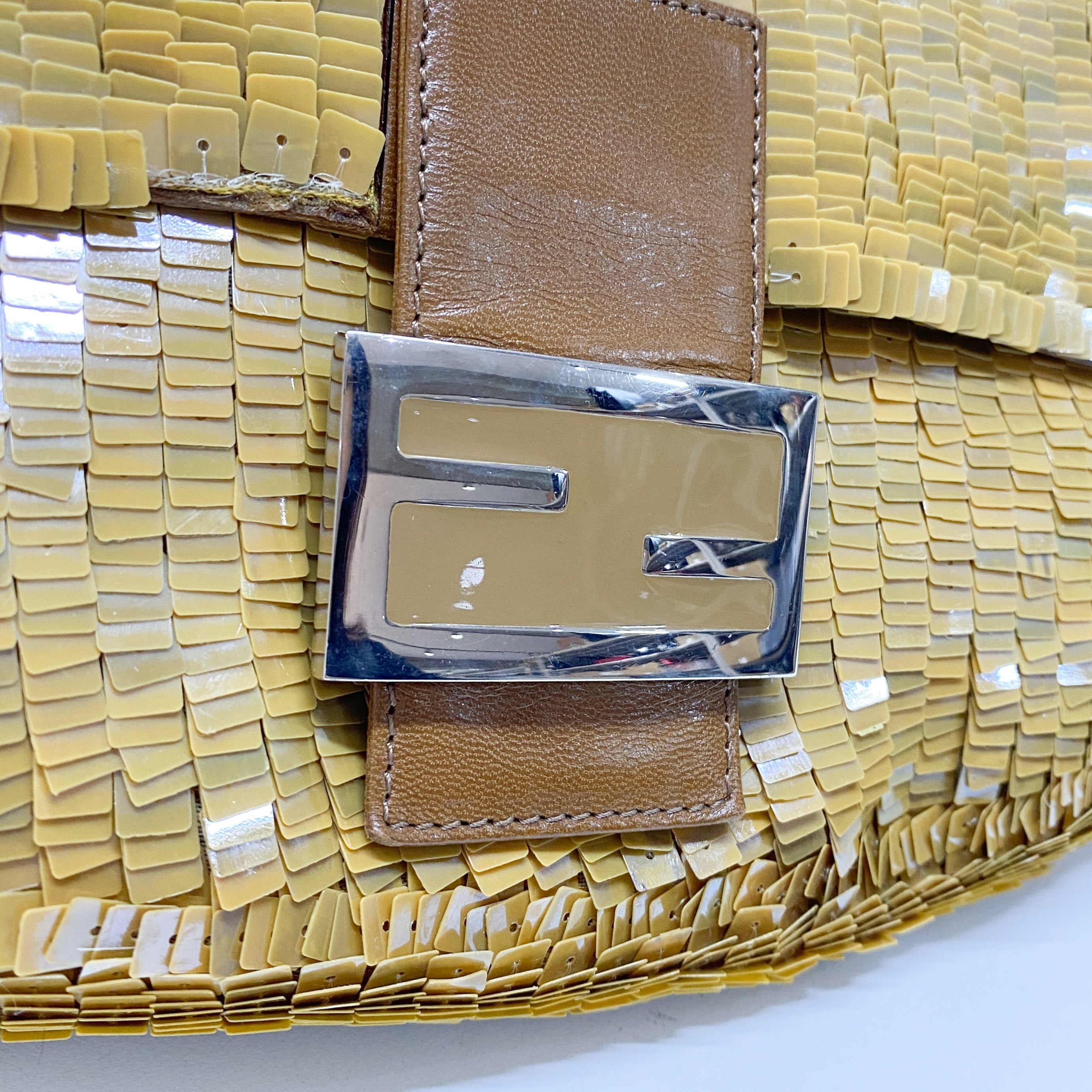 Mamma Baguette Caramel Brown Sequin Shoulder Bag