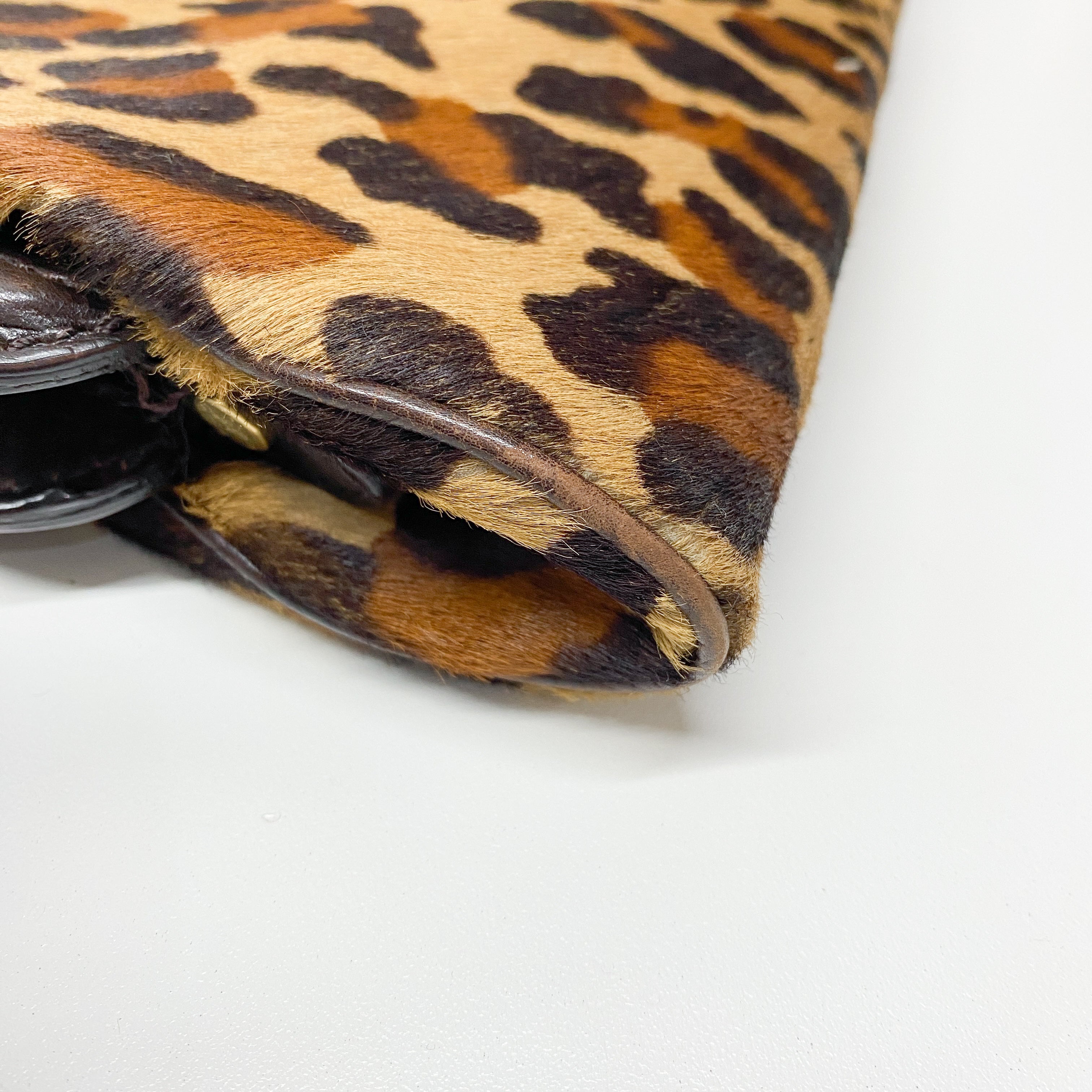 Vintage Brown Leopard Print Pony Hair Two Way Bag