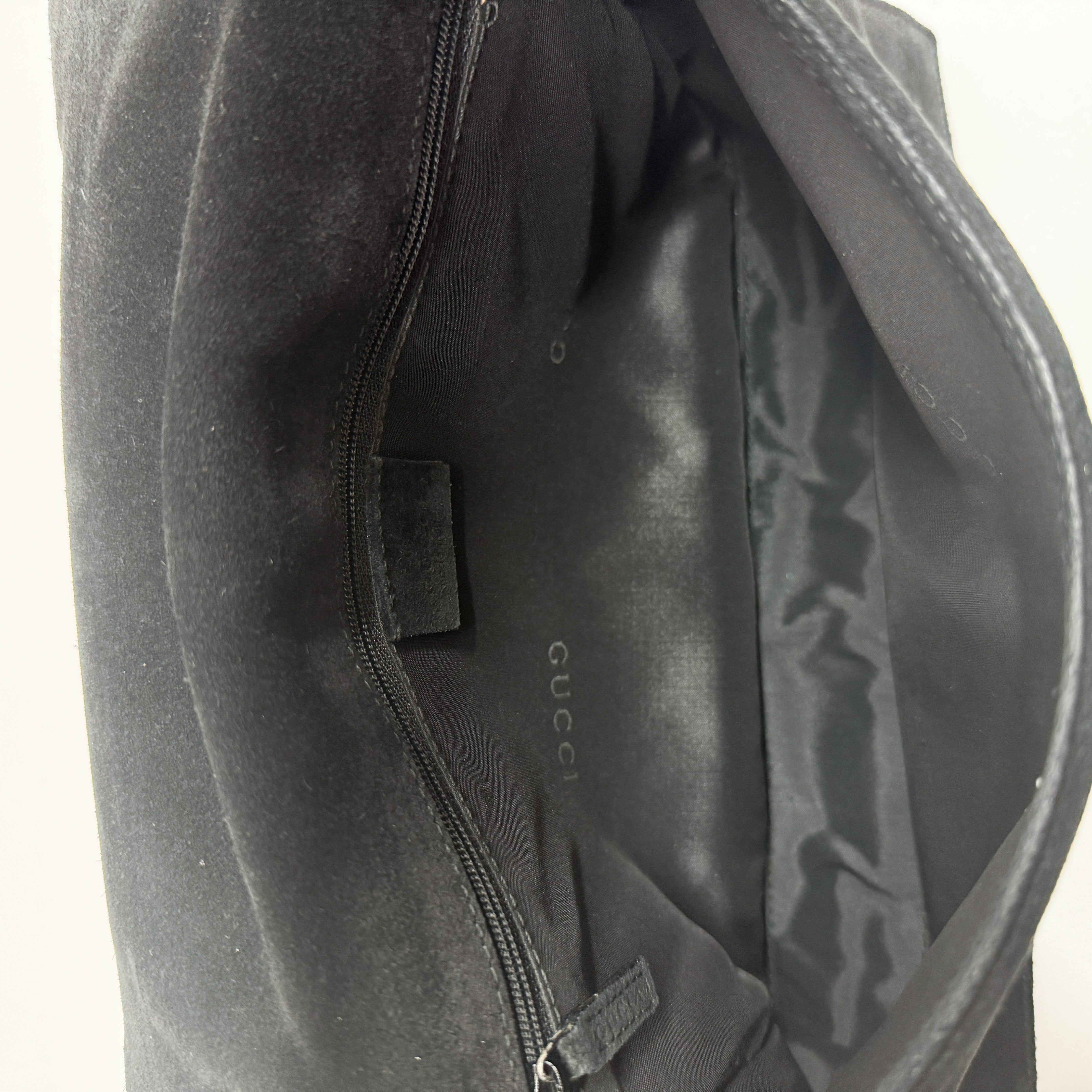 Bamboo Black Suede Shoulder Bag