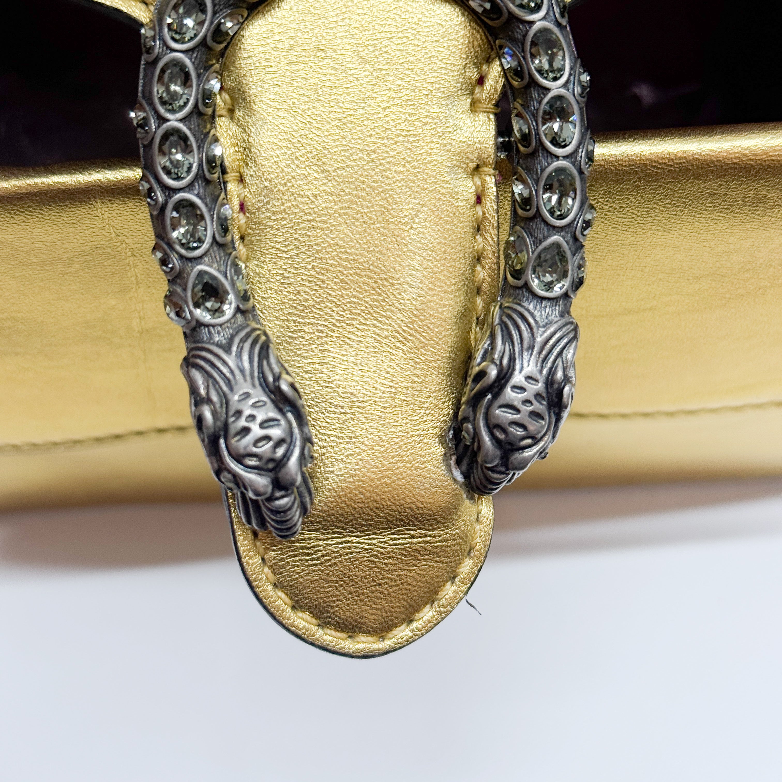 Dionysus Mini Gold Leather Shoulder Bag