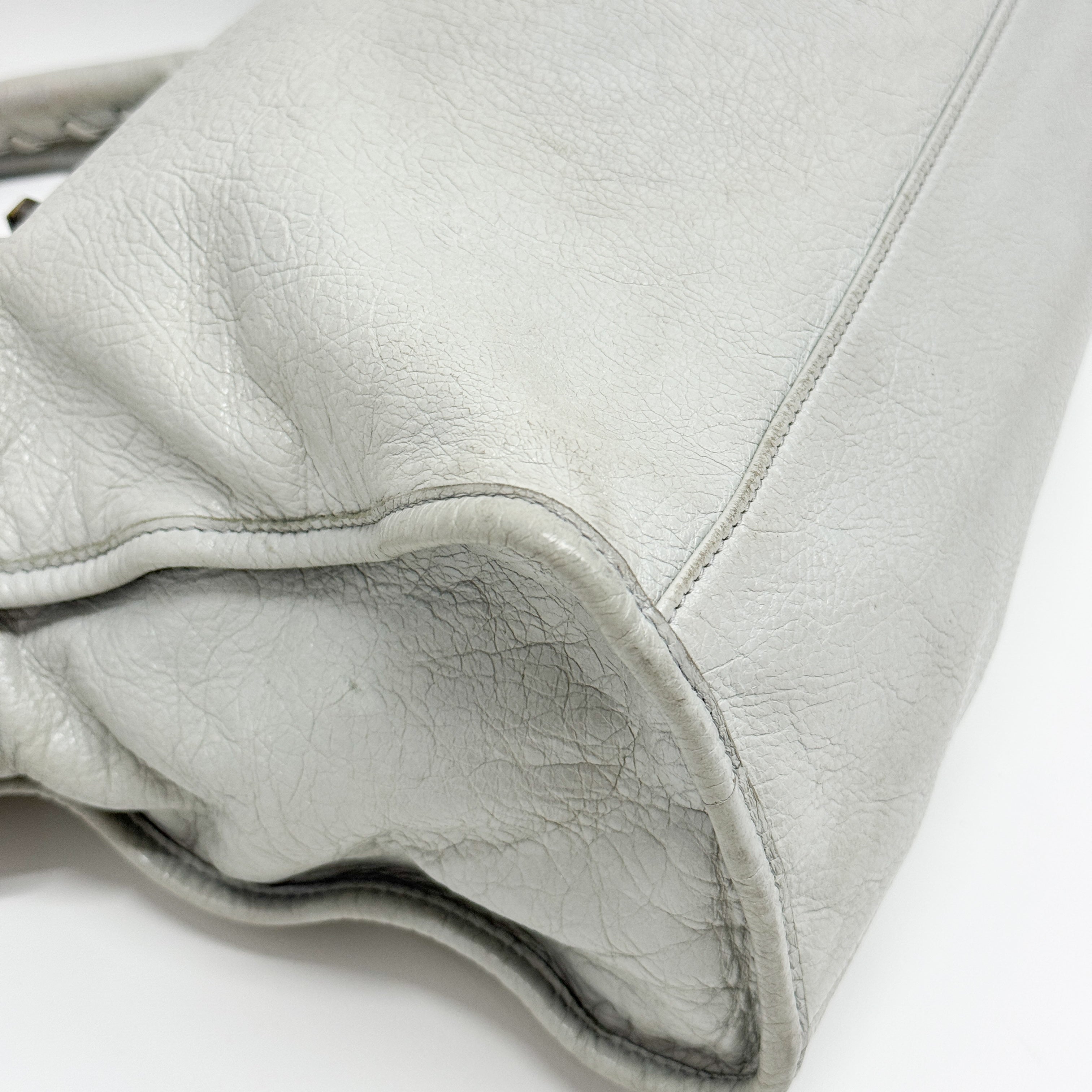 The City Grey Calfskin Leather Two Way Bag