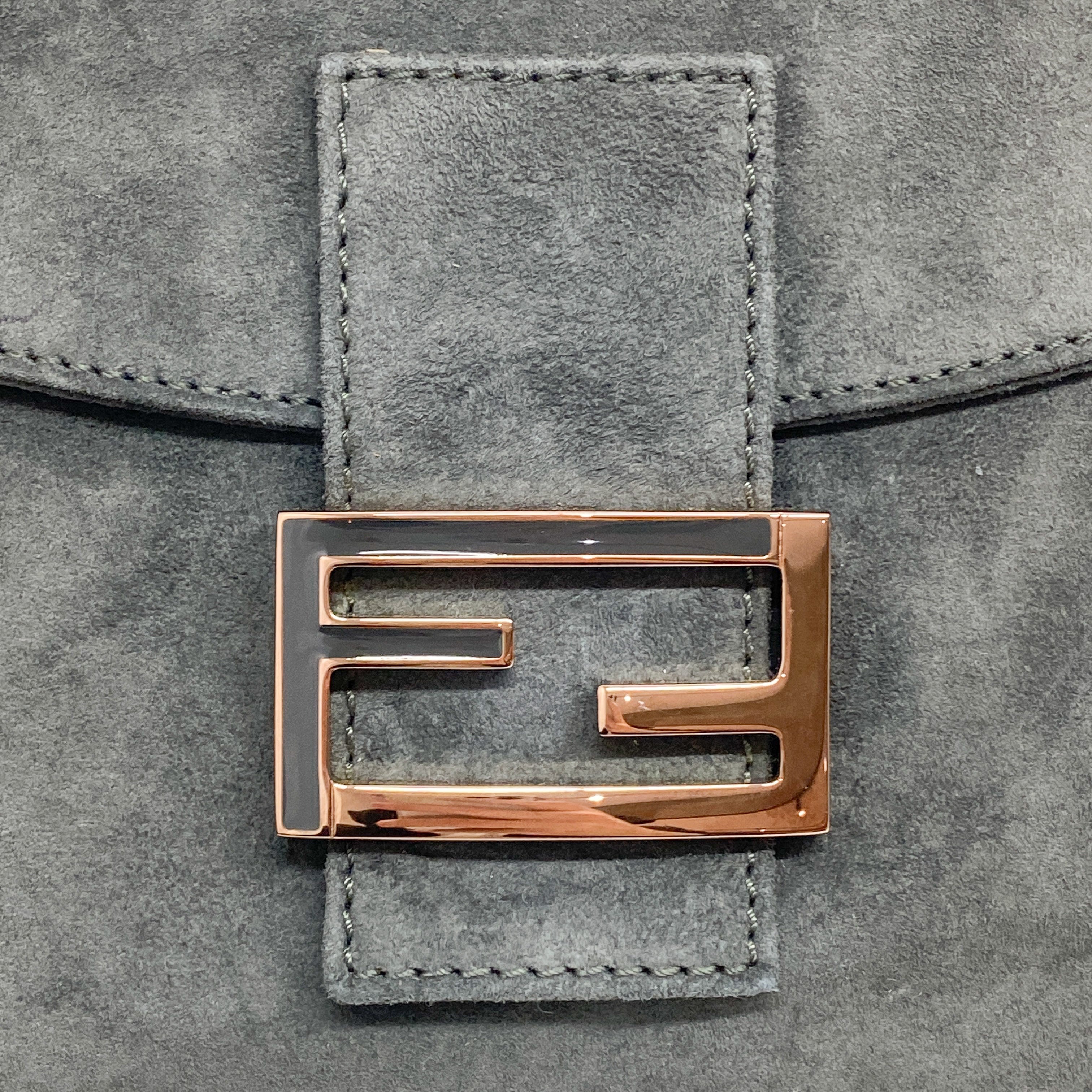 Vintage Grey Suede Shoulder Bag