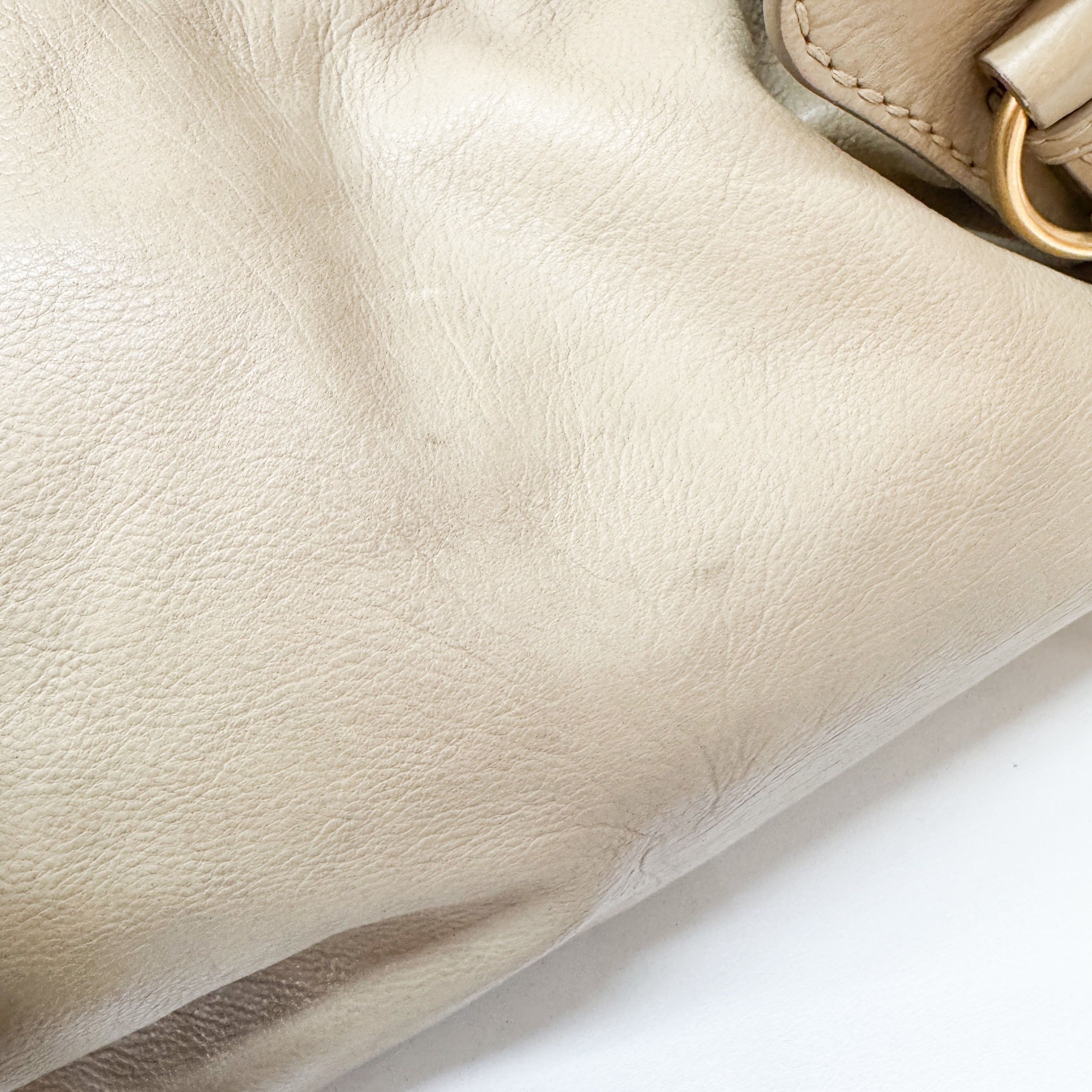 Vintage Beige Leather Shoulder Bag