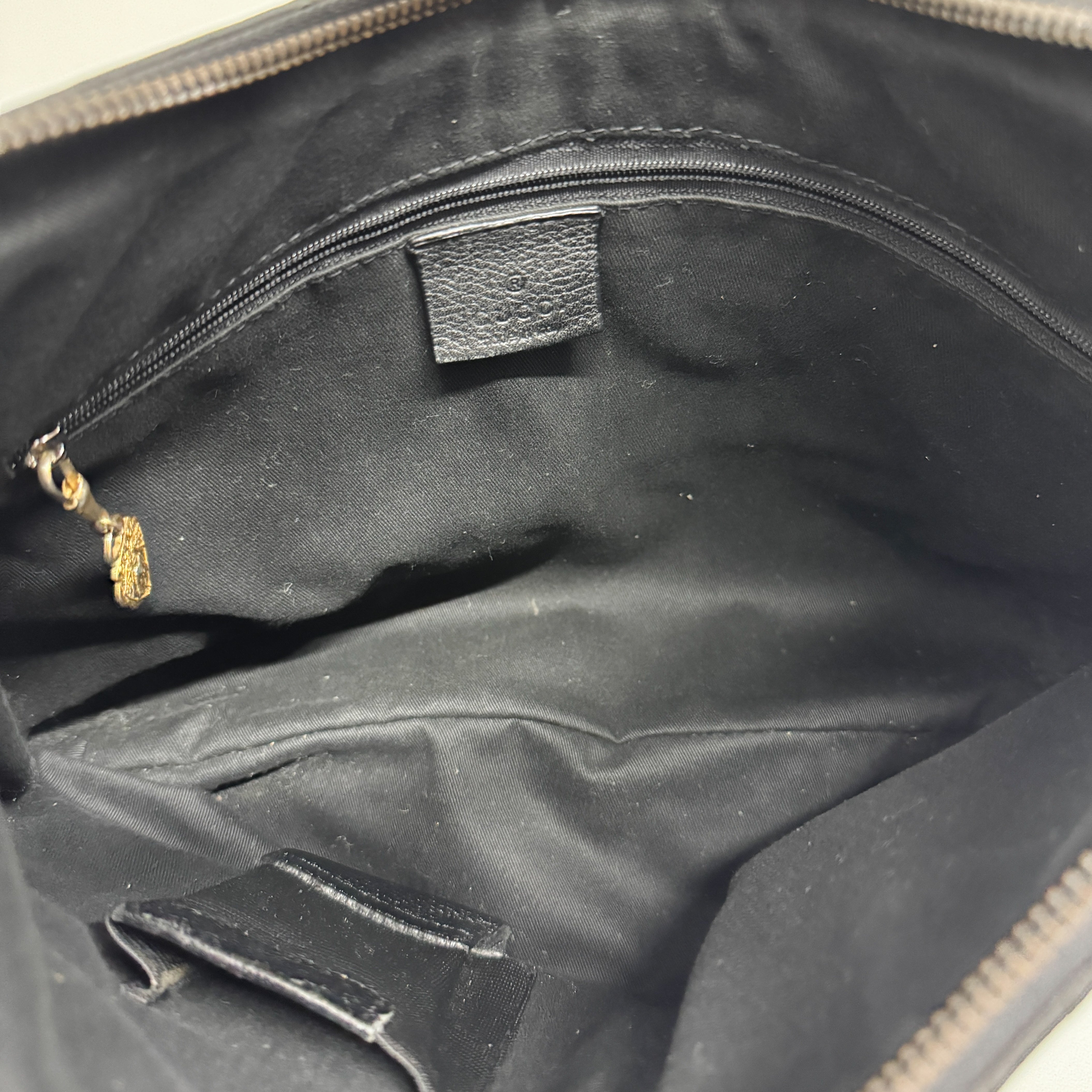 Horsebit Black Leather Shoulder Bag