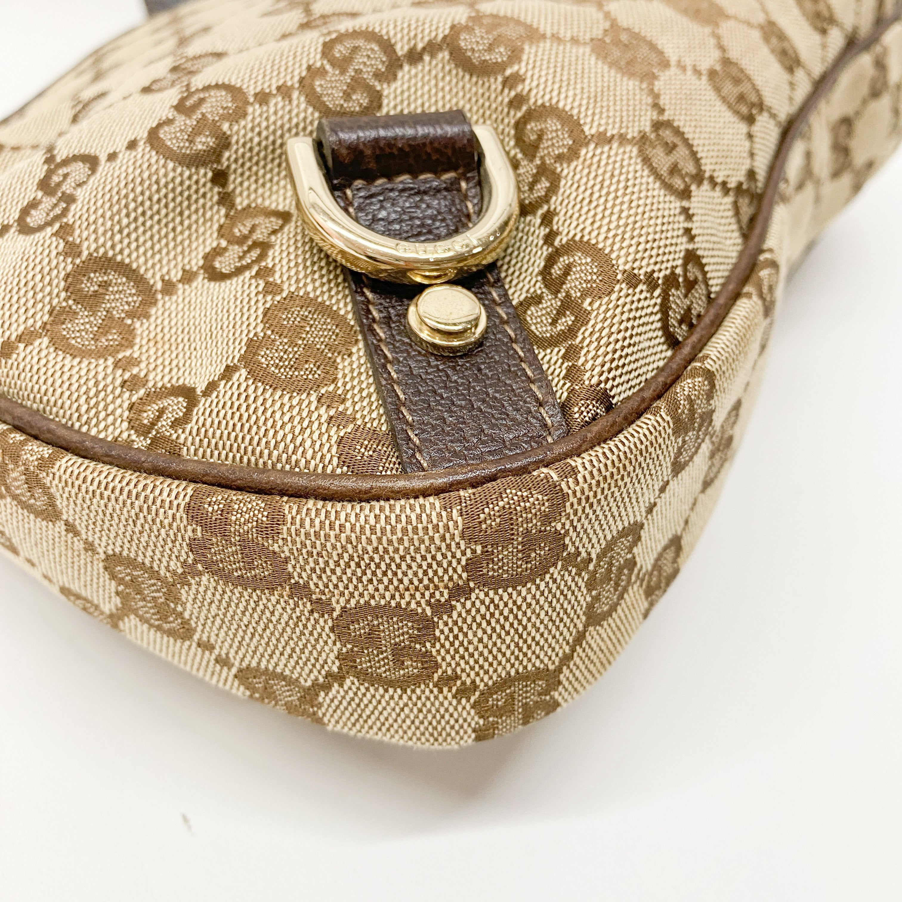 Abbey D-Ring GG Brown Canvas Hobo Bag