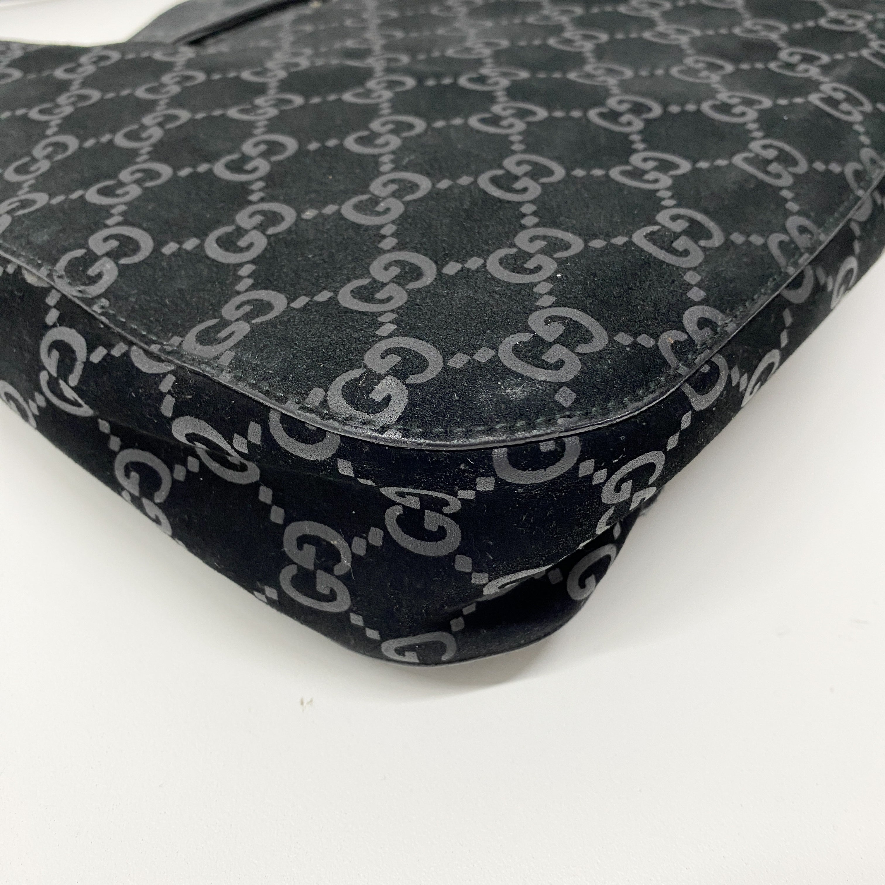 GG Black Suede Bucket Shoulder Bag