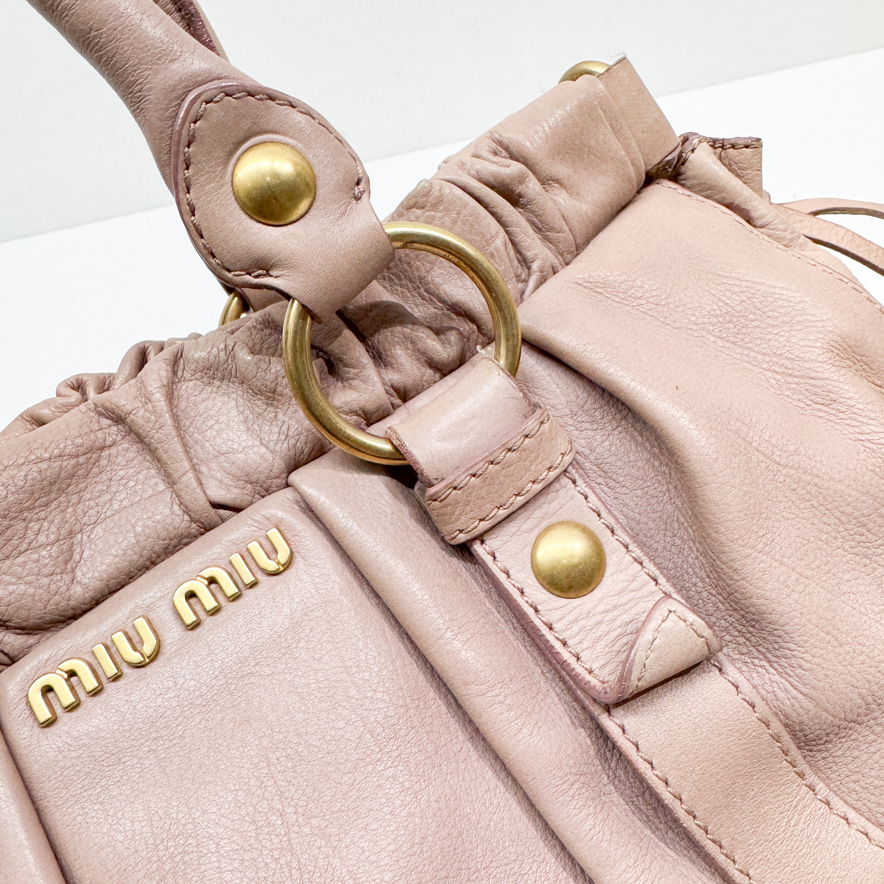 Vitello Pink Leather Two Way Bag