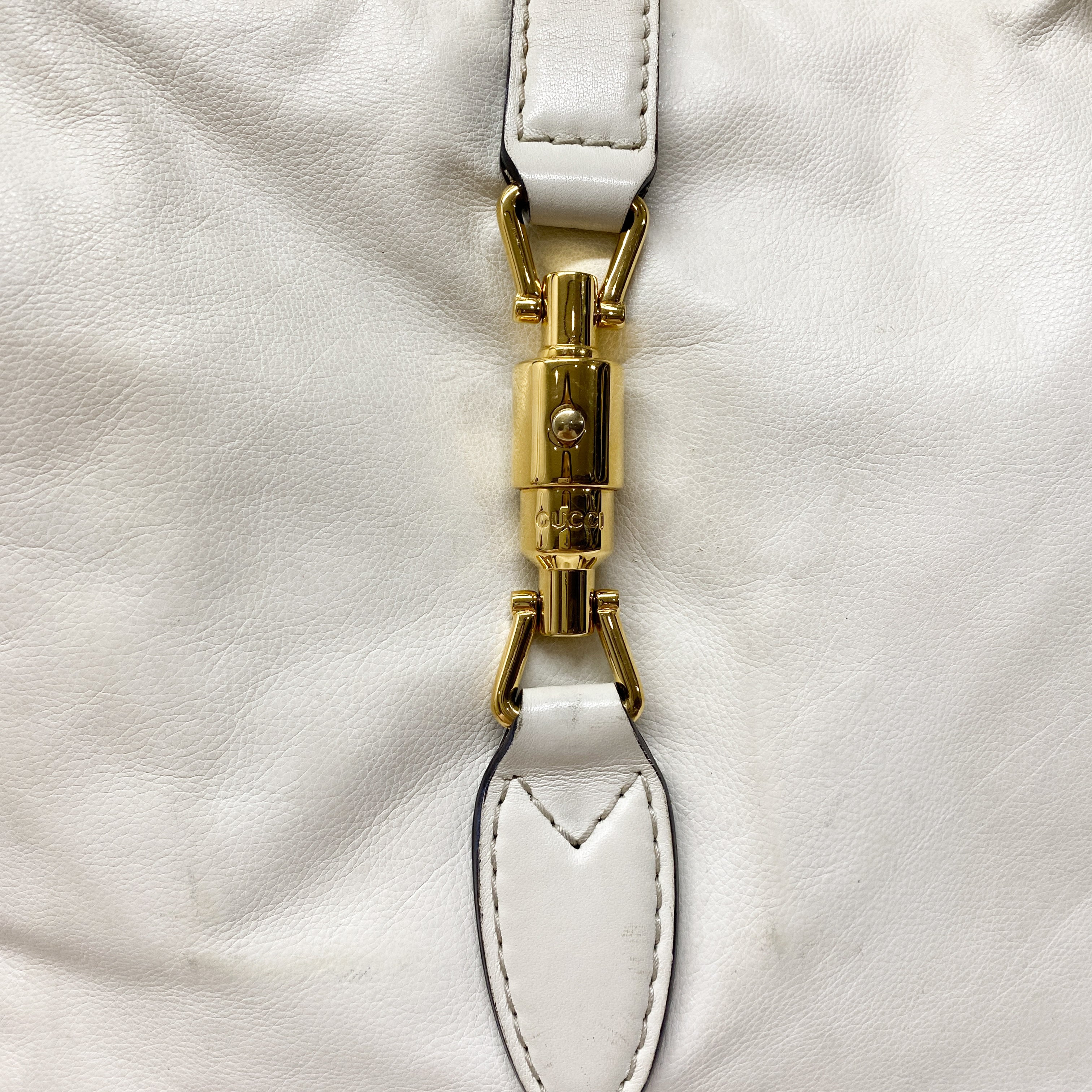 Jackie White Leather Shoulder Bag