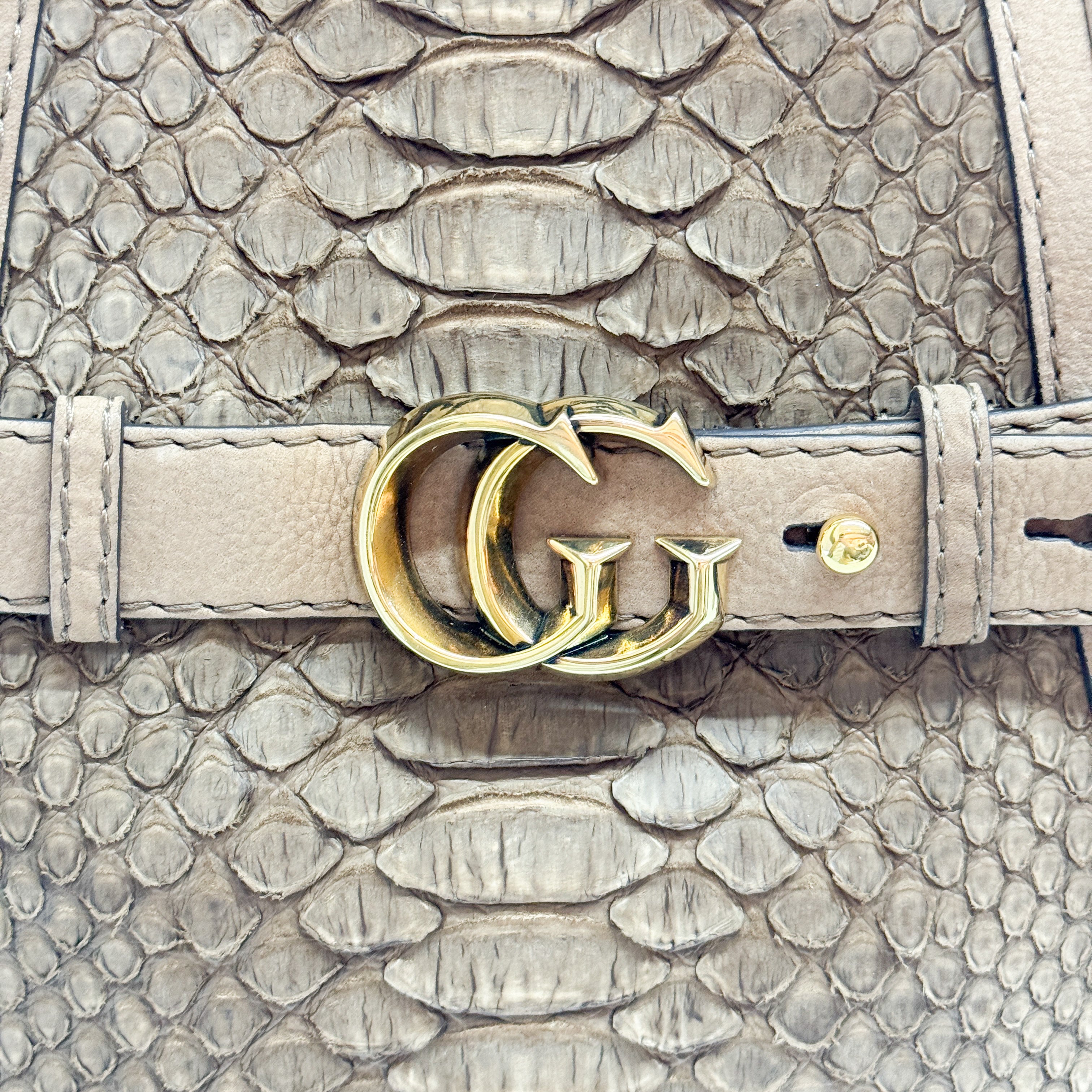 Wave Brown Python Embossed Leather Shoulder Bag