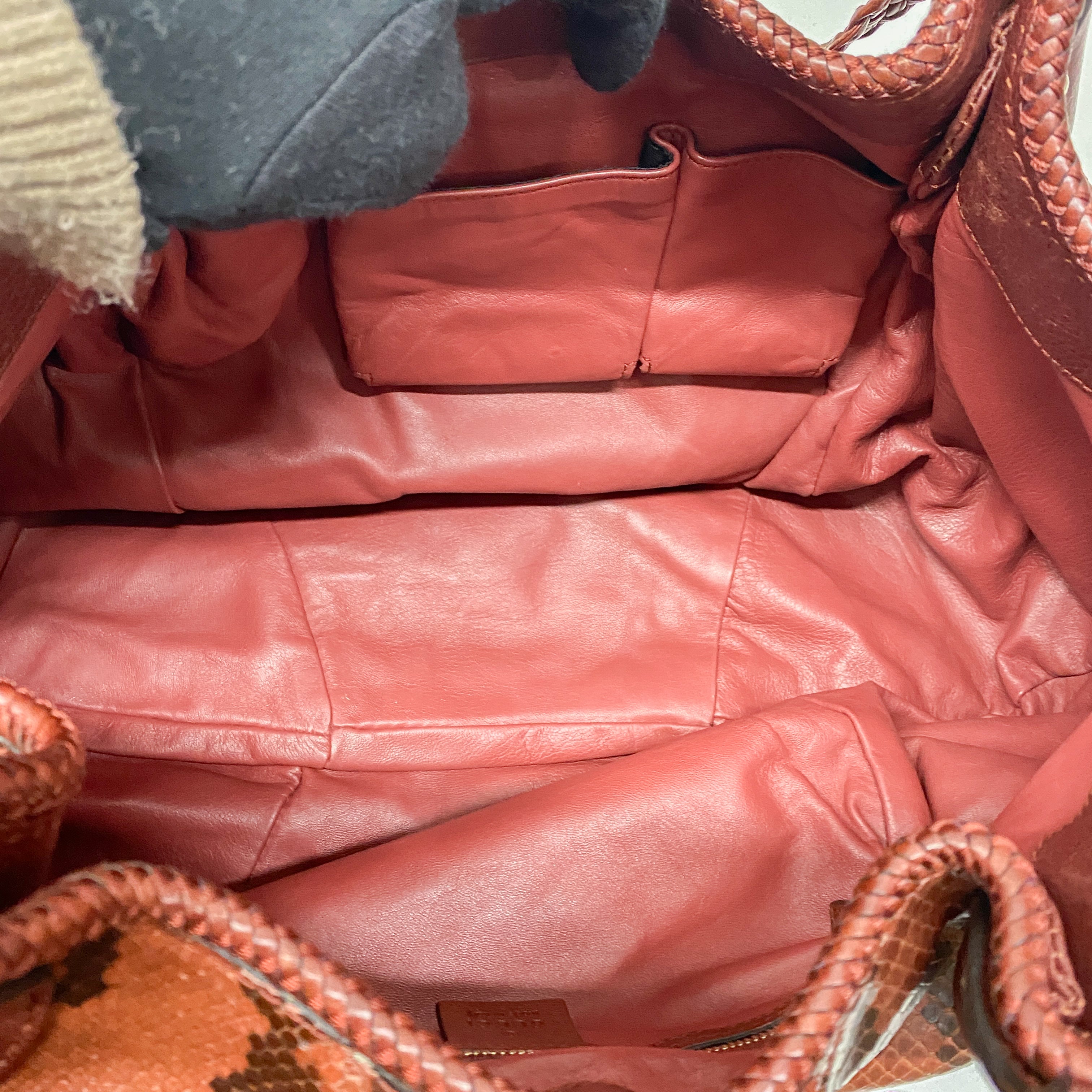 Marrakech Red Embossed Python Hobo Bag