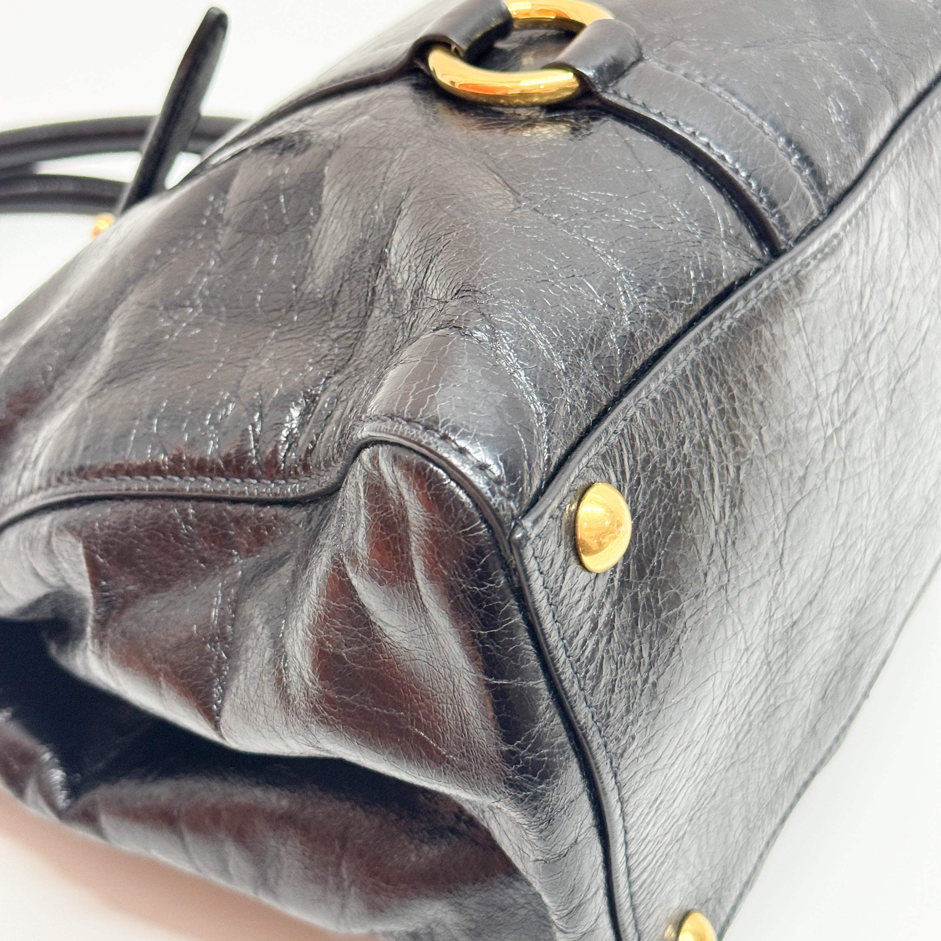 Vitello Black Leather Hand Bag