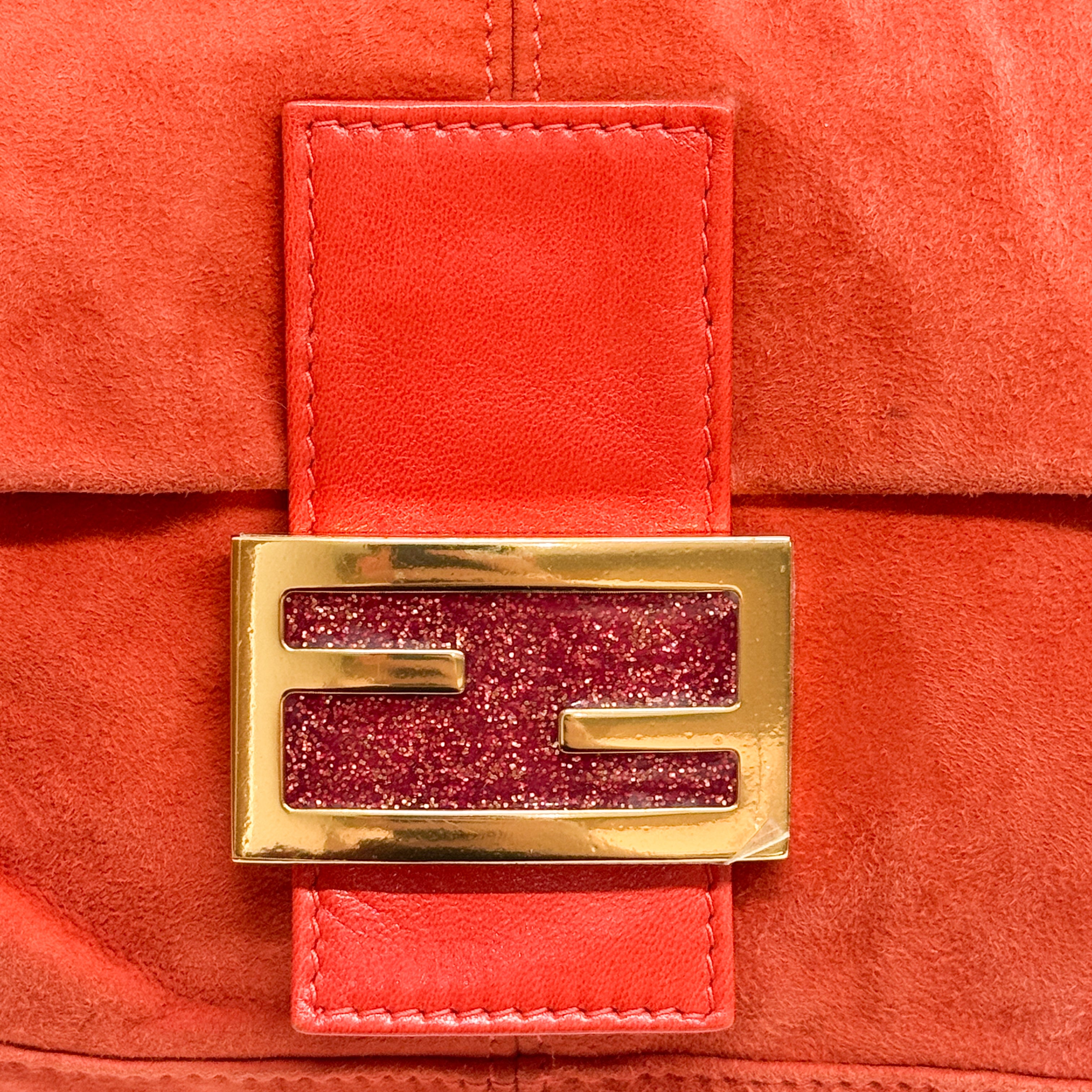 Mamma Baguette Orange Suede Shoulder Bag