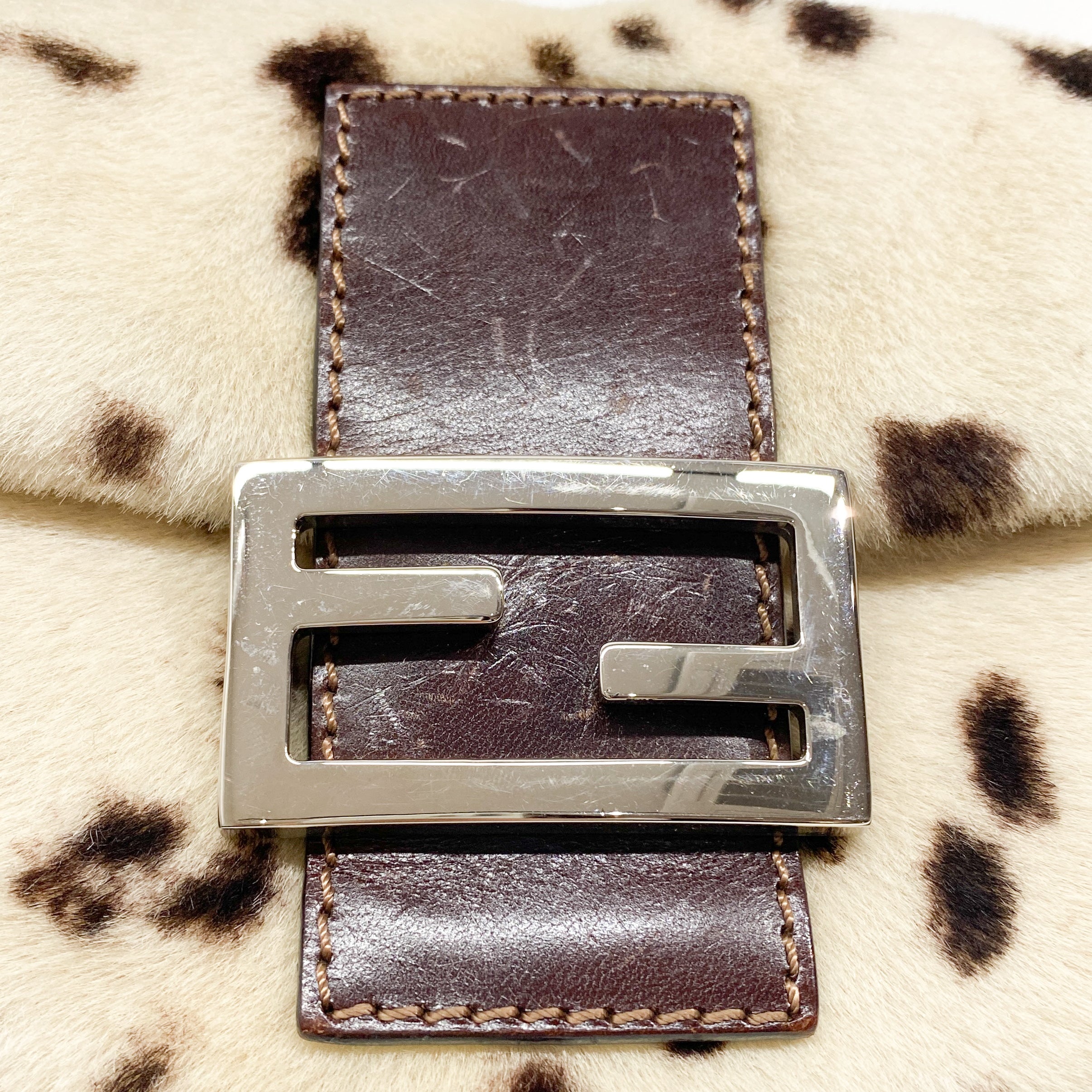 Baguette Brown Cow Print Pony Hair Shoulder Bag