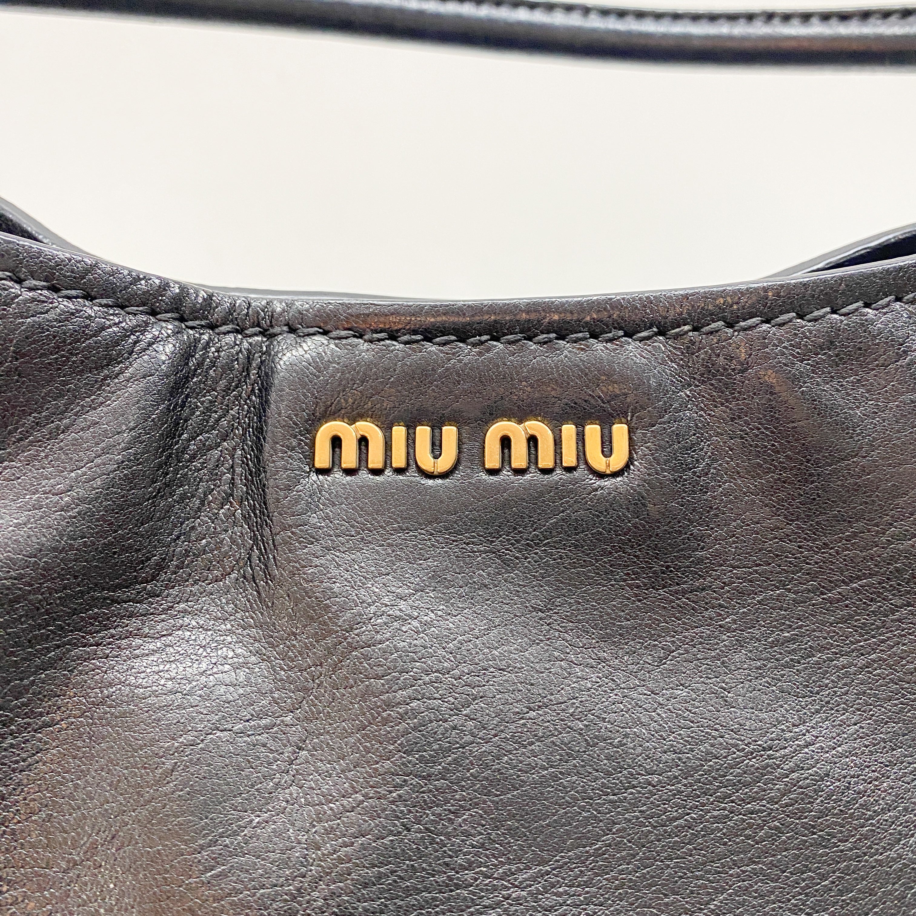 Vintage Black Gold Studded Leather Bag