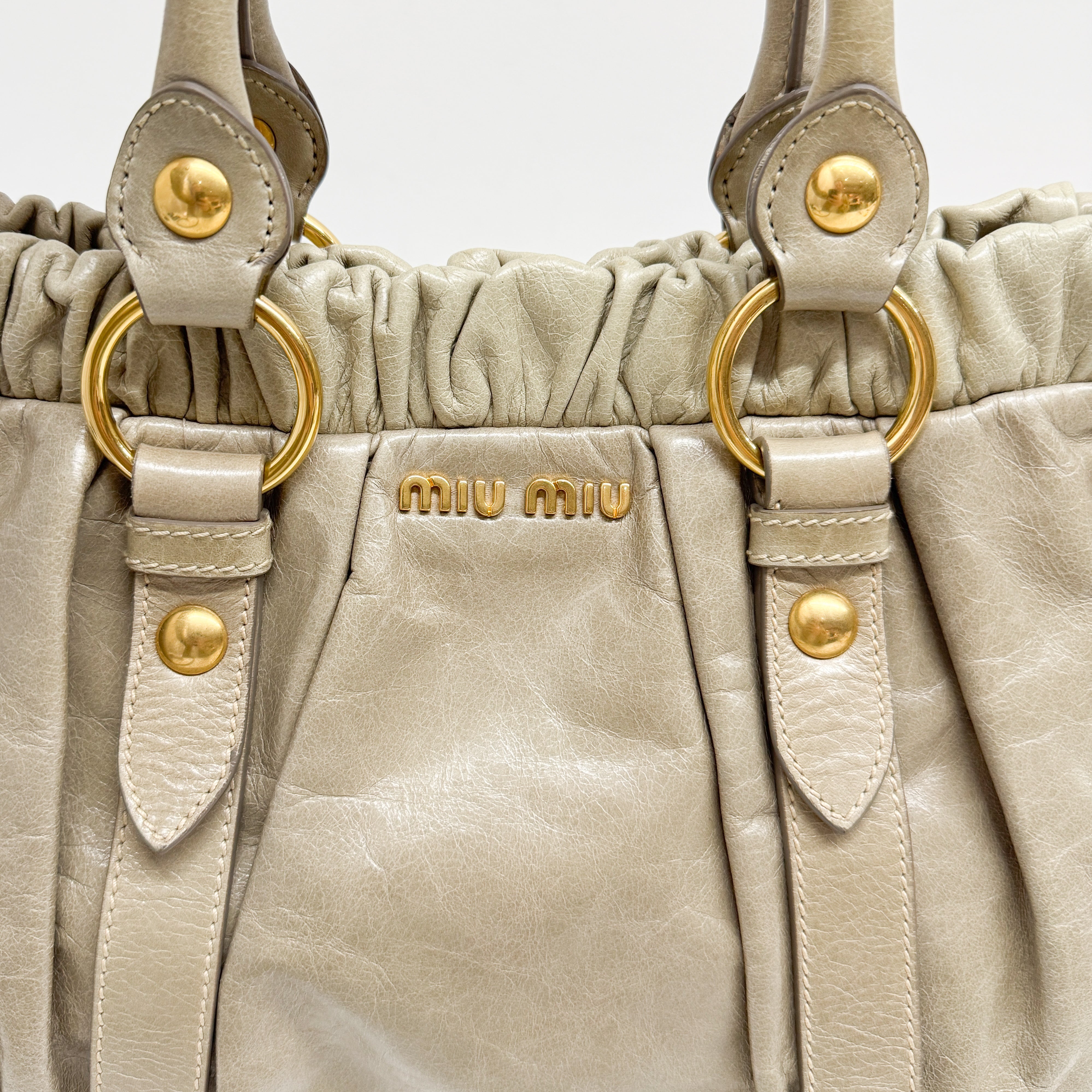 Vitello Bauletto Green Calfskin Leather Two Way Bag