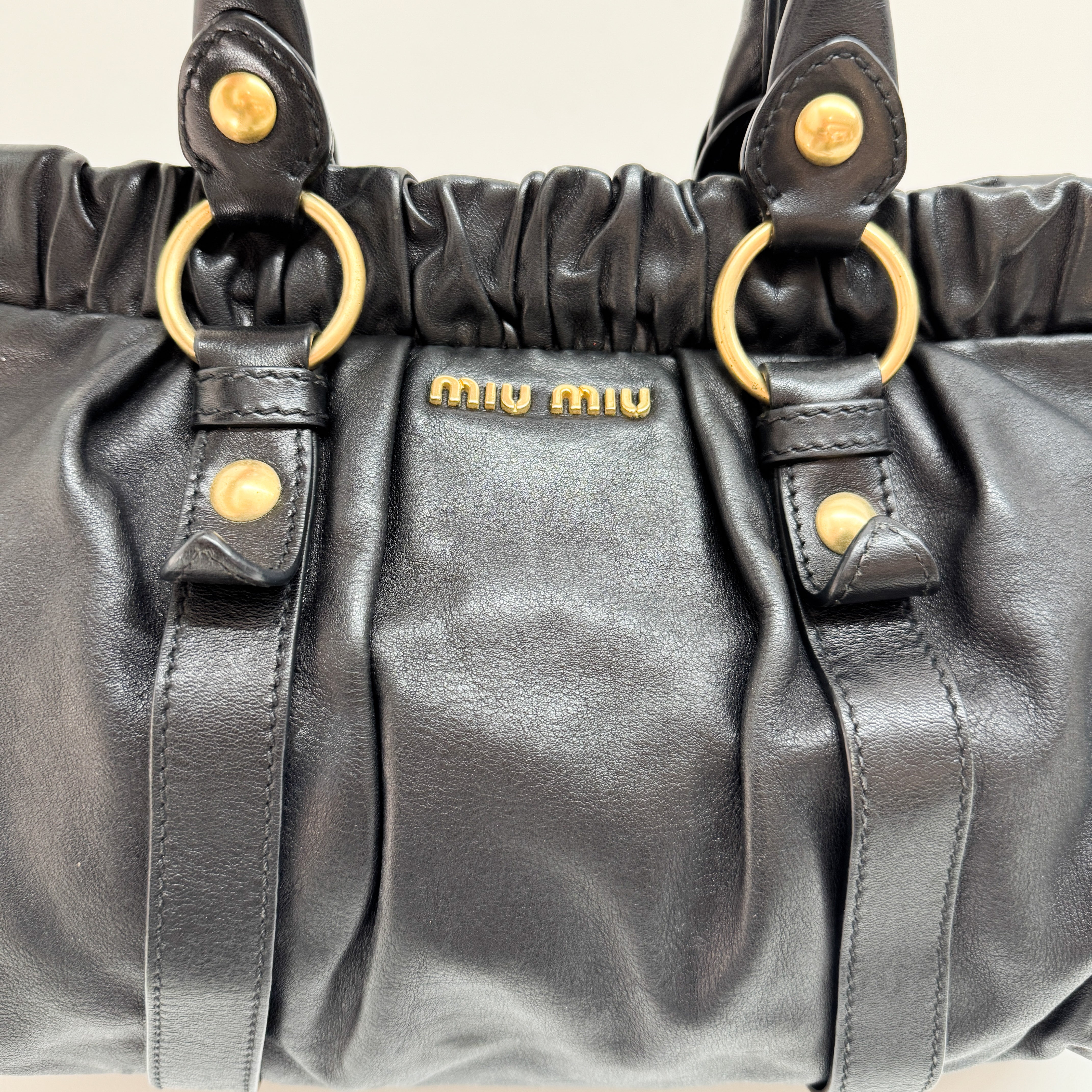 Vitello Black Calfskin Leather Two Way Bag