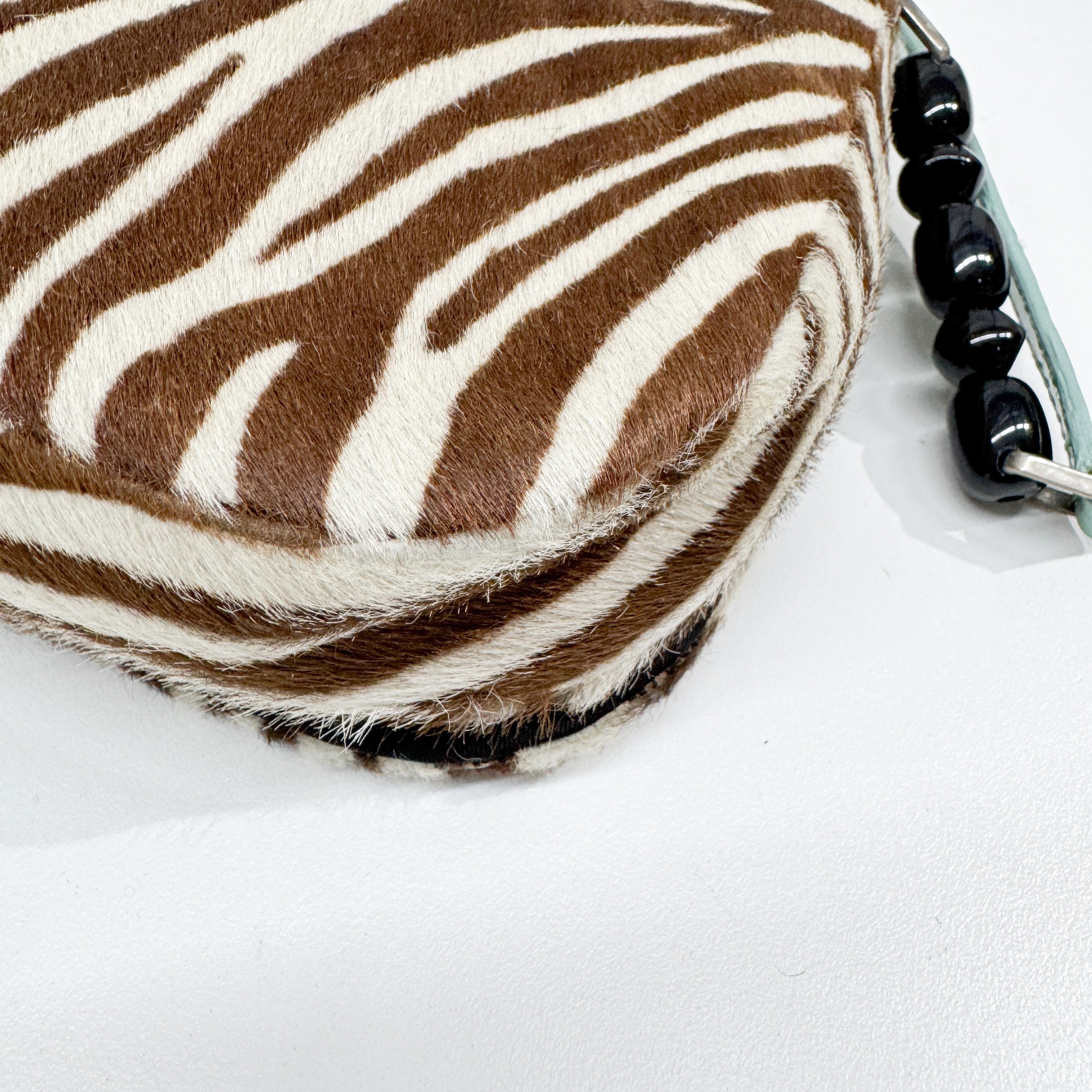 Limited Edition Malice Pearl Zebra Print Pony Hair Shoulder Bag
