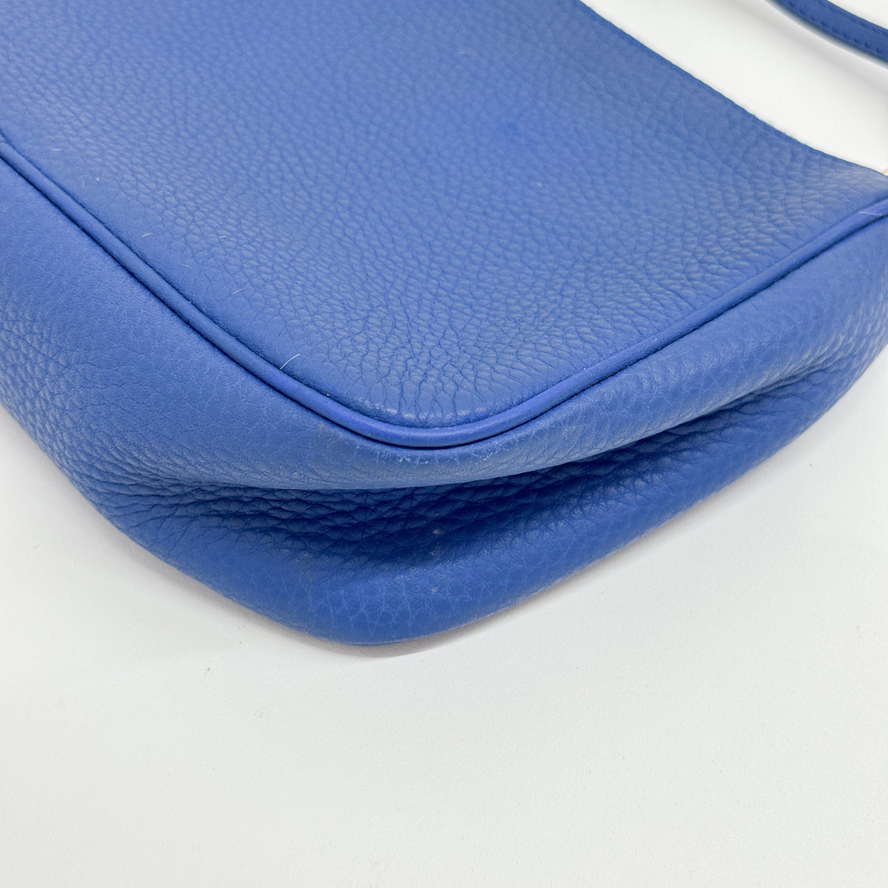 Blue Leather Mini Handle Bag