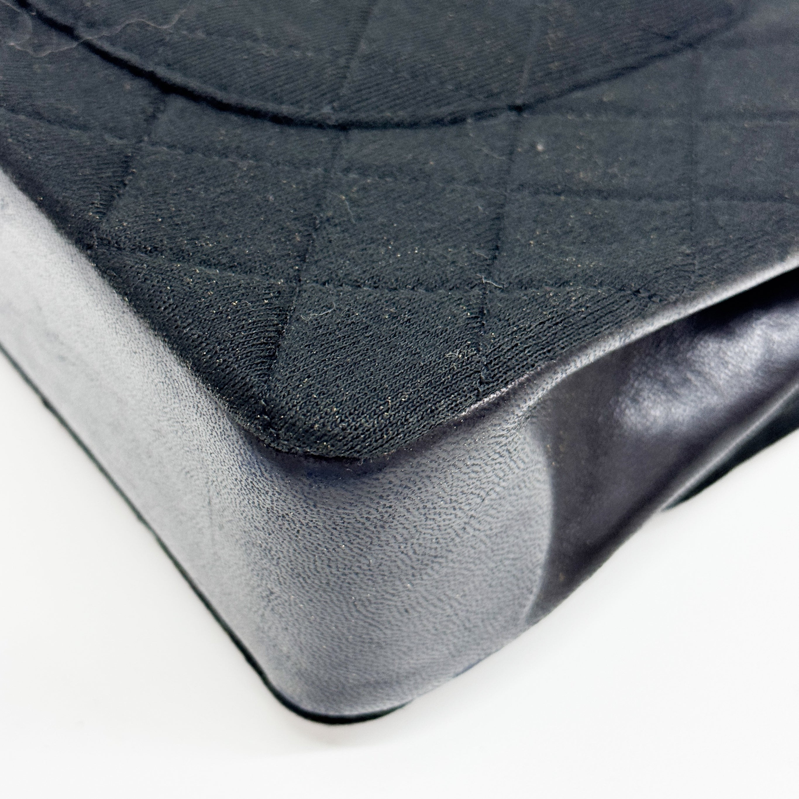 Timeless Double Flap Black Cotton Shoulder Bag