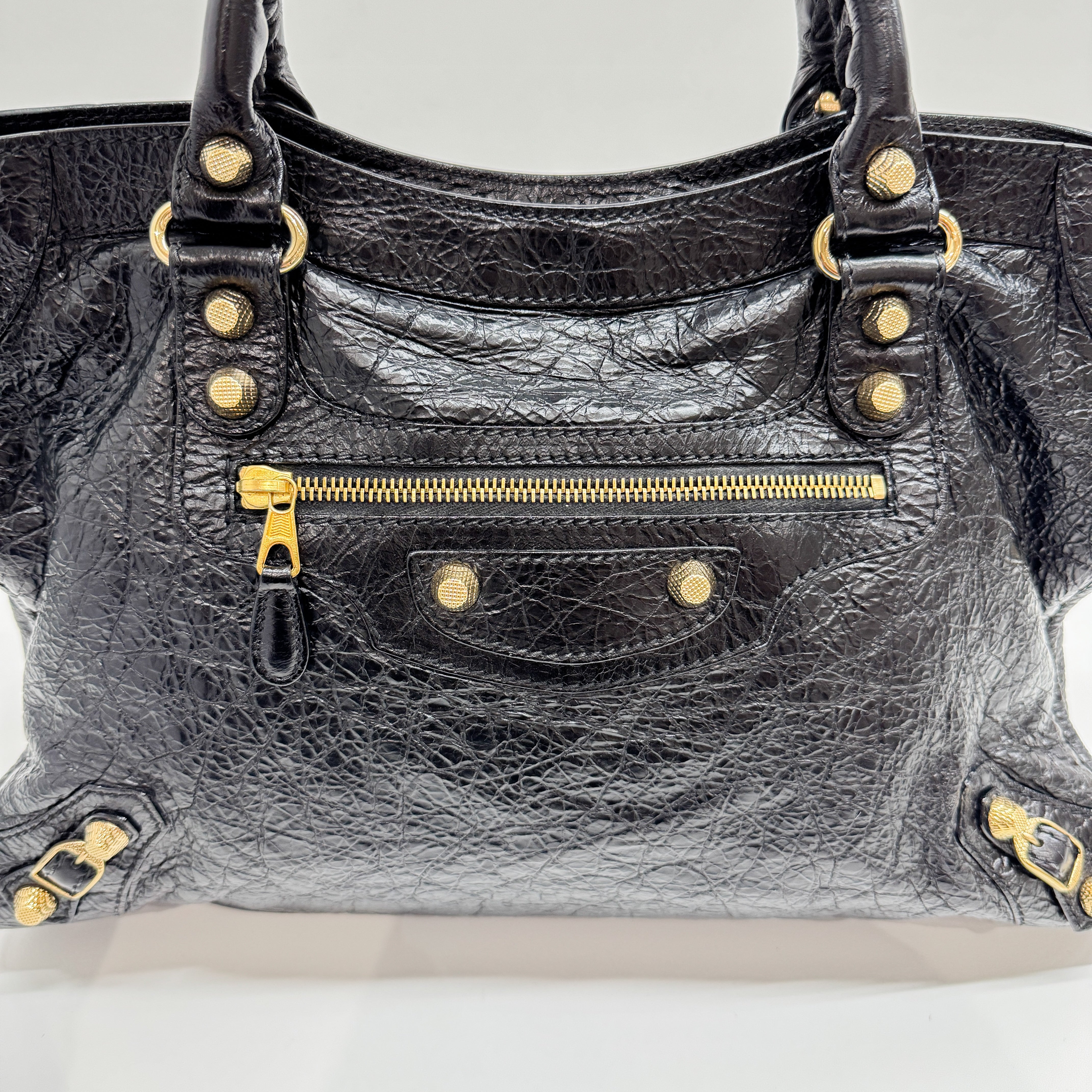 The City Black Calfskin Leather Two Way Bag