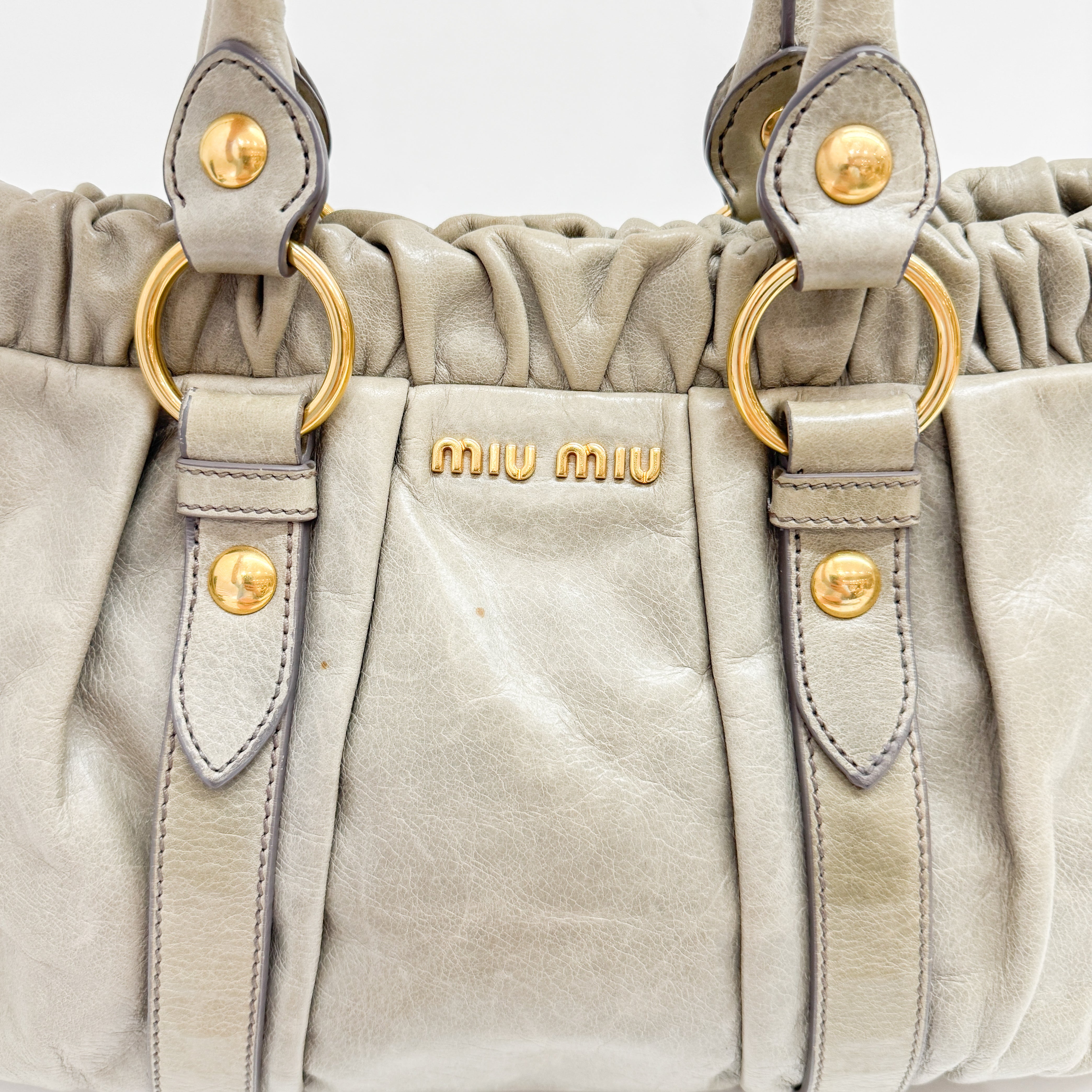 Vitello Beige Calfskin Leather Two Way Bag