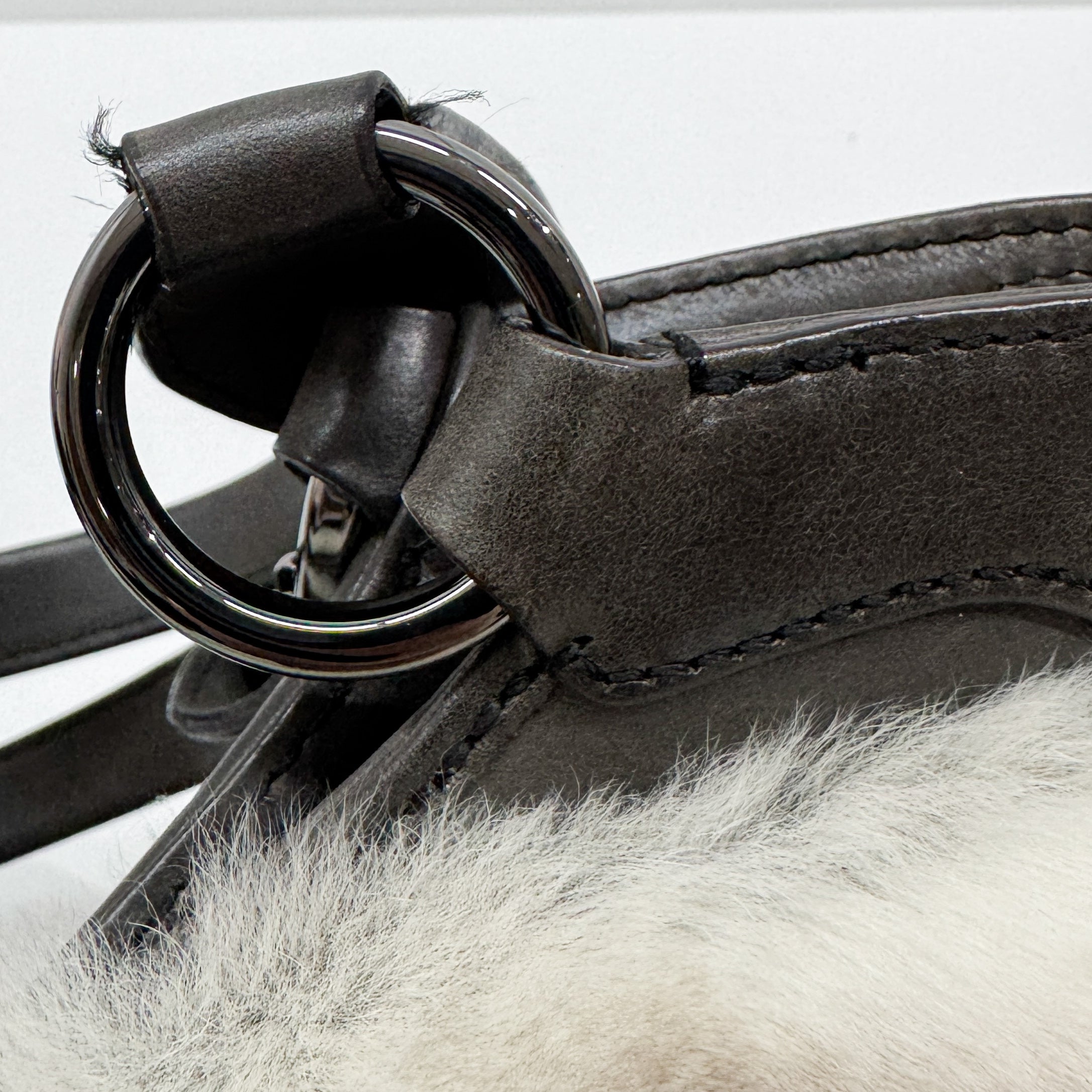 Brown & White Rabbit Fur Shoulder Bag