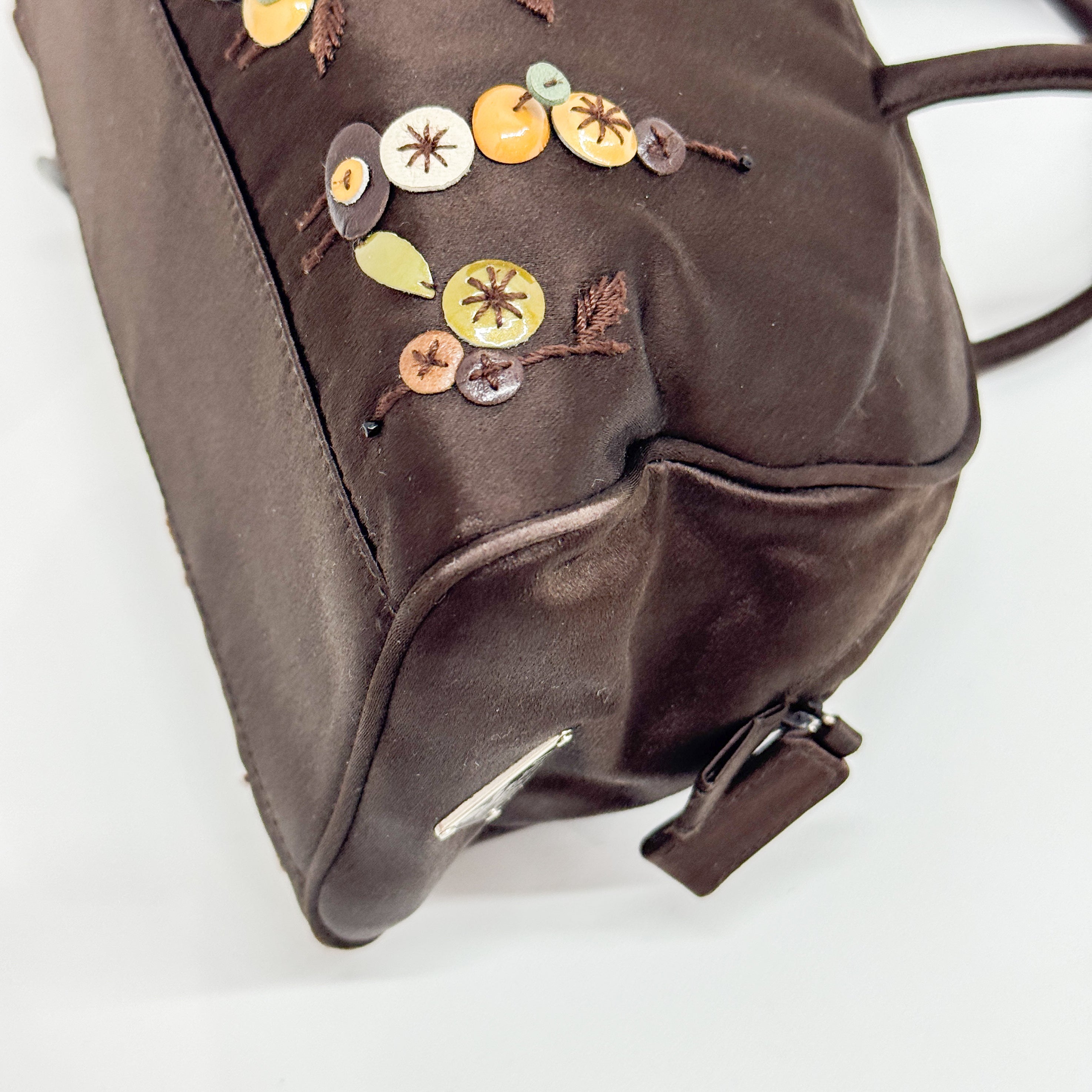 Vintage Black Beaded Satin Hand Bag