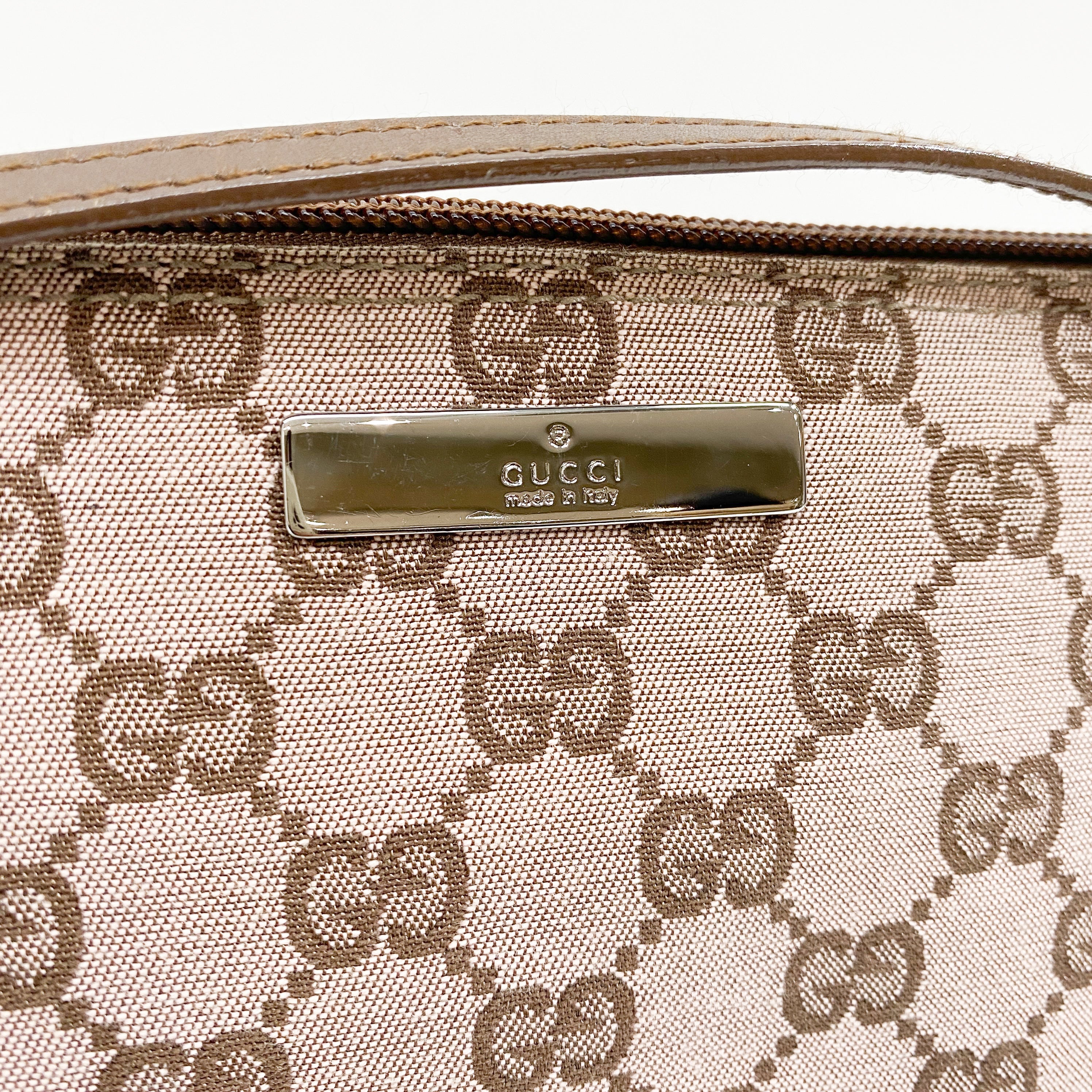 GG Canvas Brown Boat Shoulder Bag