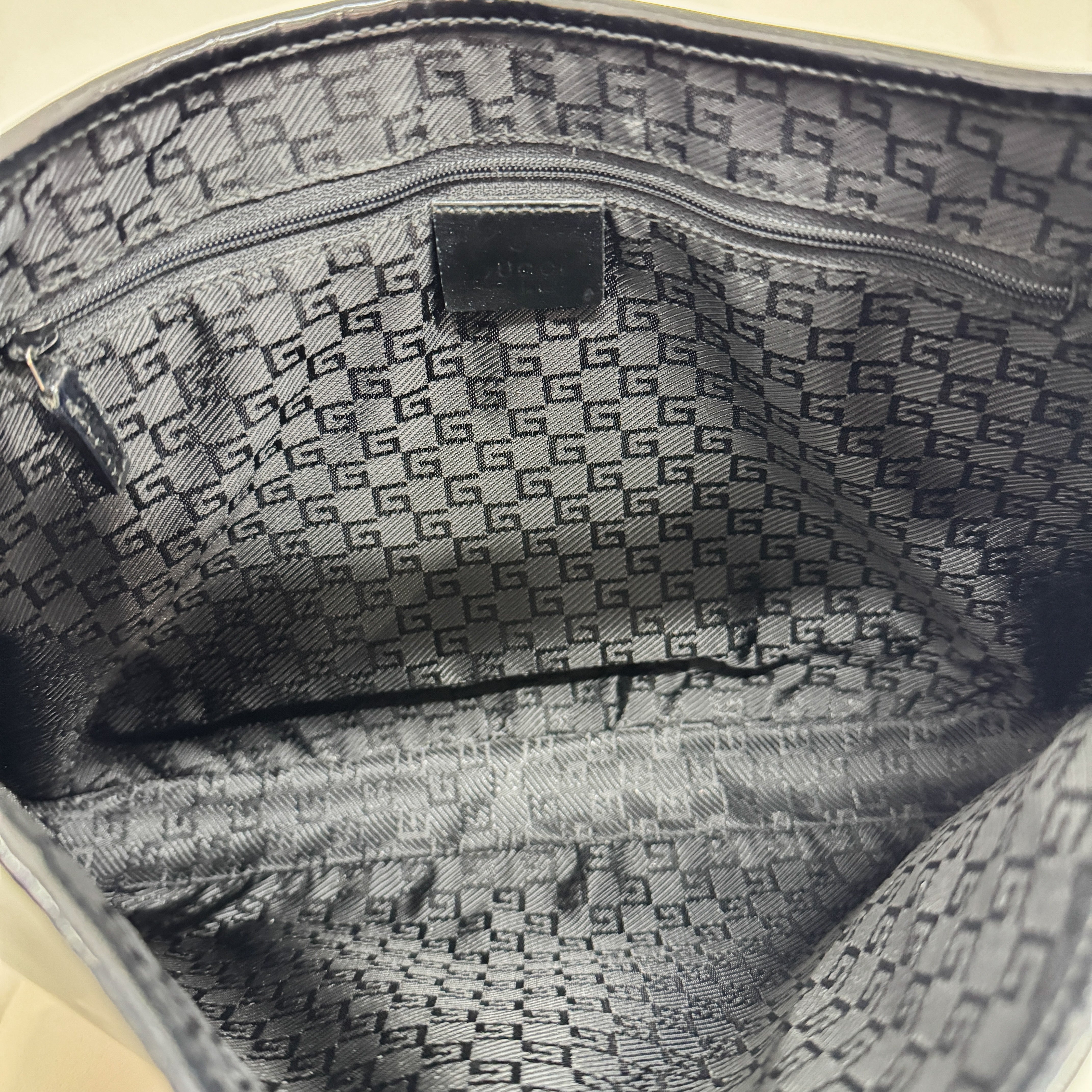 Jackie Black Patent Leather Shoulder Bag