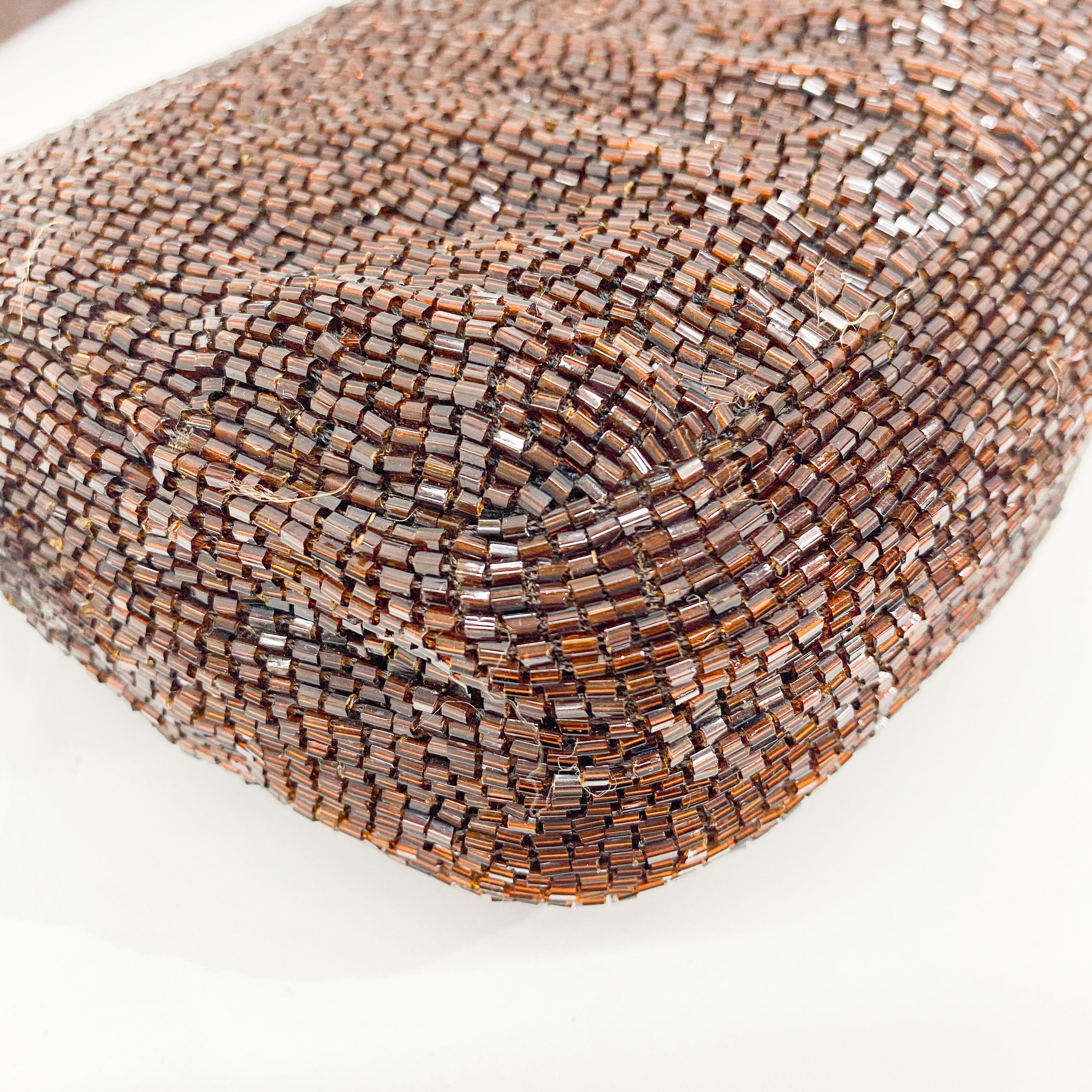 Baguette Brown Beaded Shoulder Bag