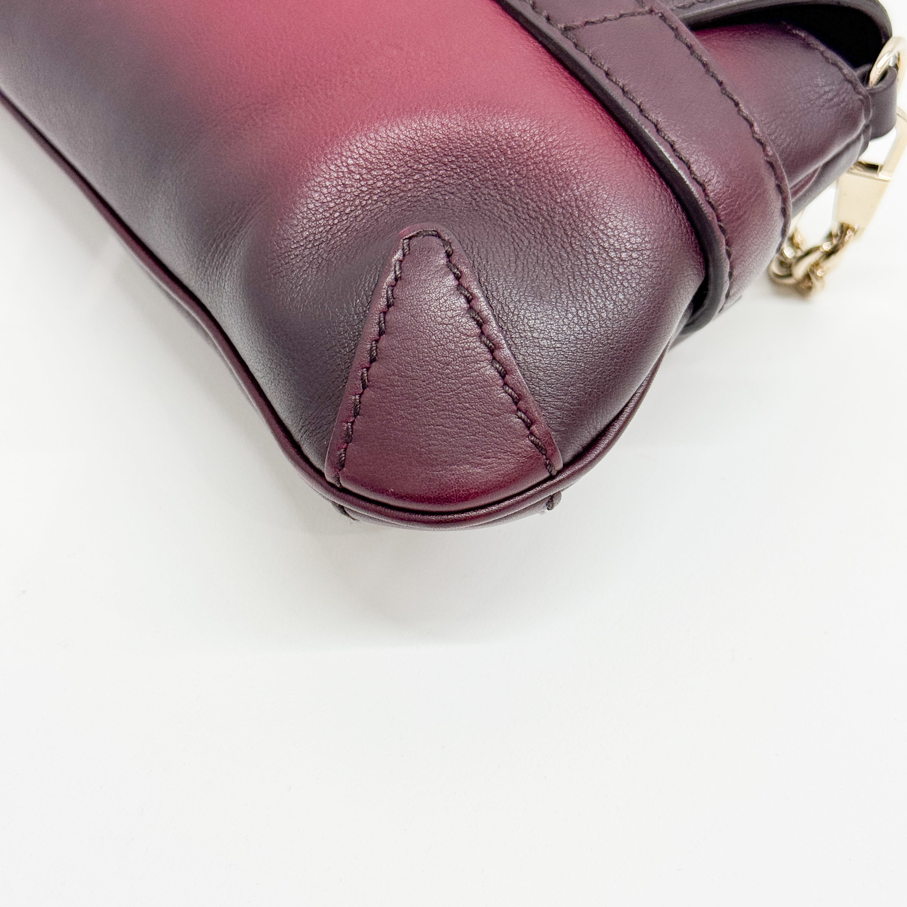 Horsebit Burgundy Ombrė Leather Shoulder Bag