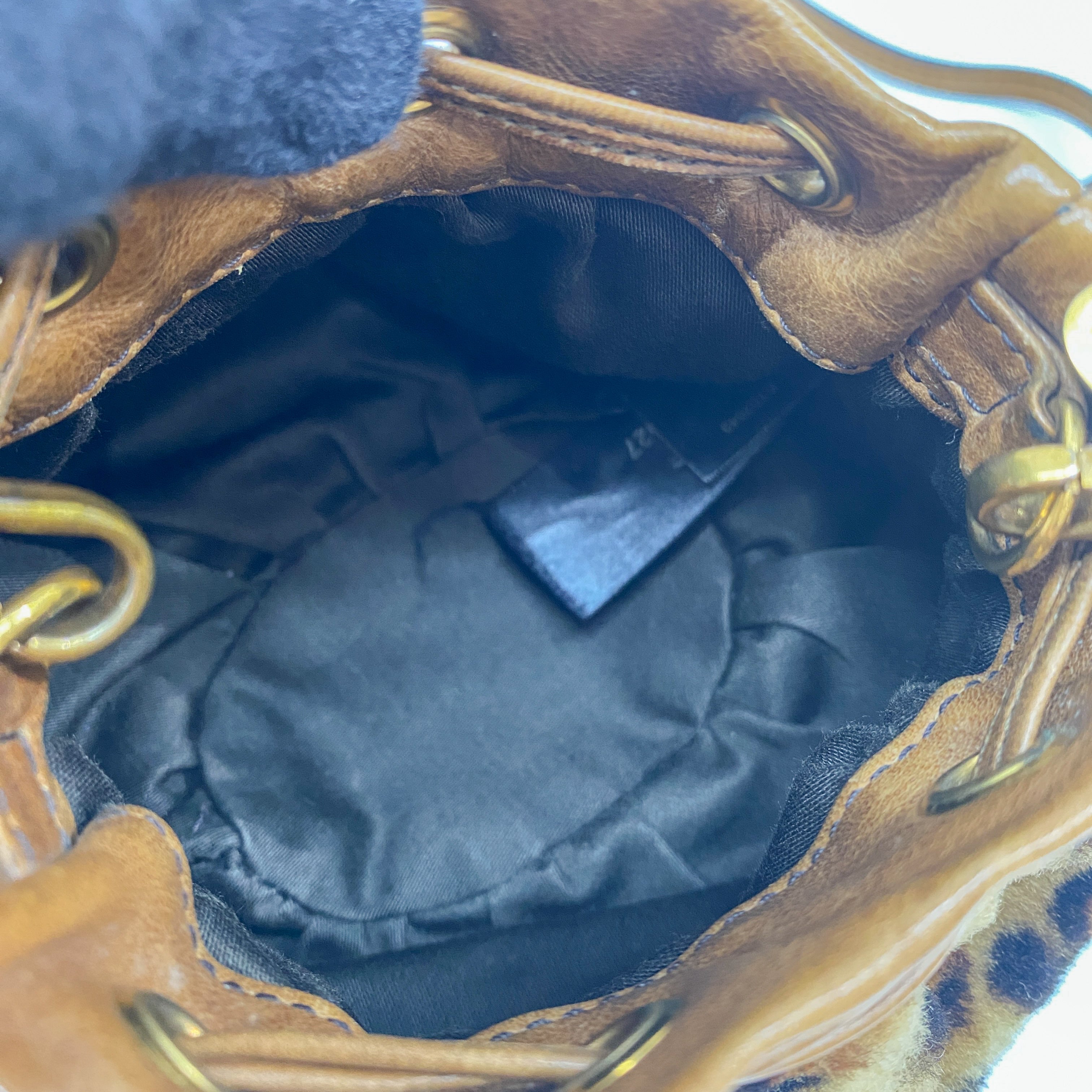 Brown Leopard Print Faux Fur Pouch Bag