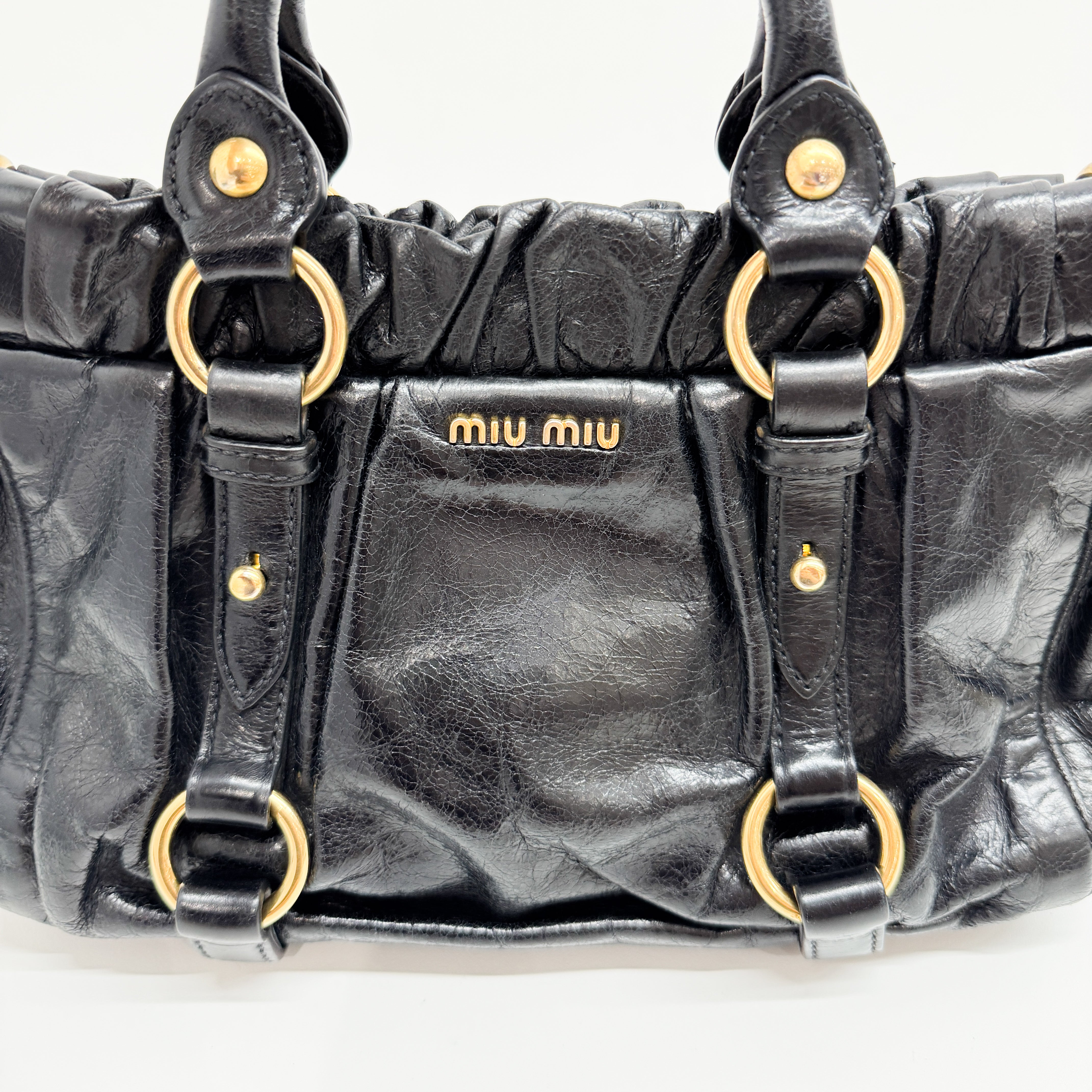 Mini Vitello Black Calfskin Leather Two Way Bag