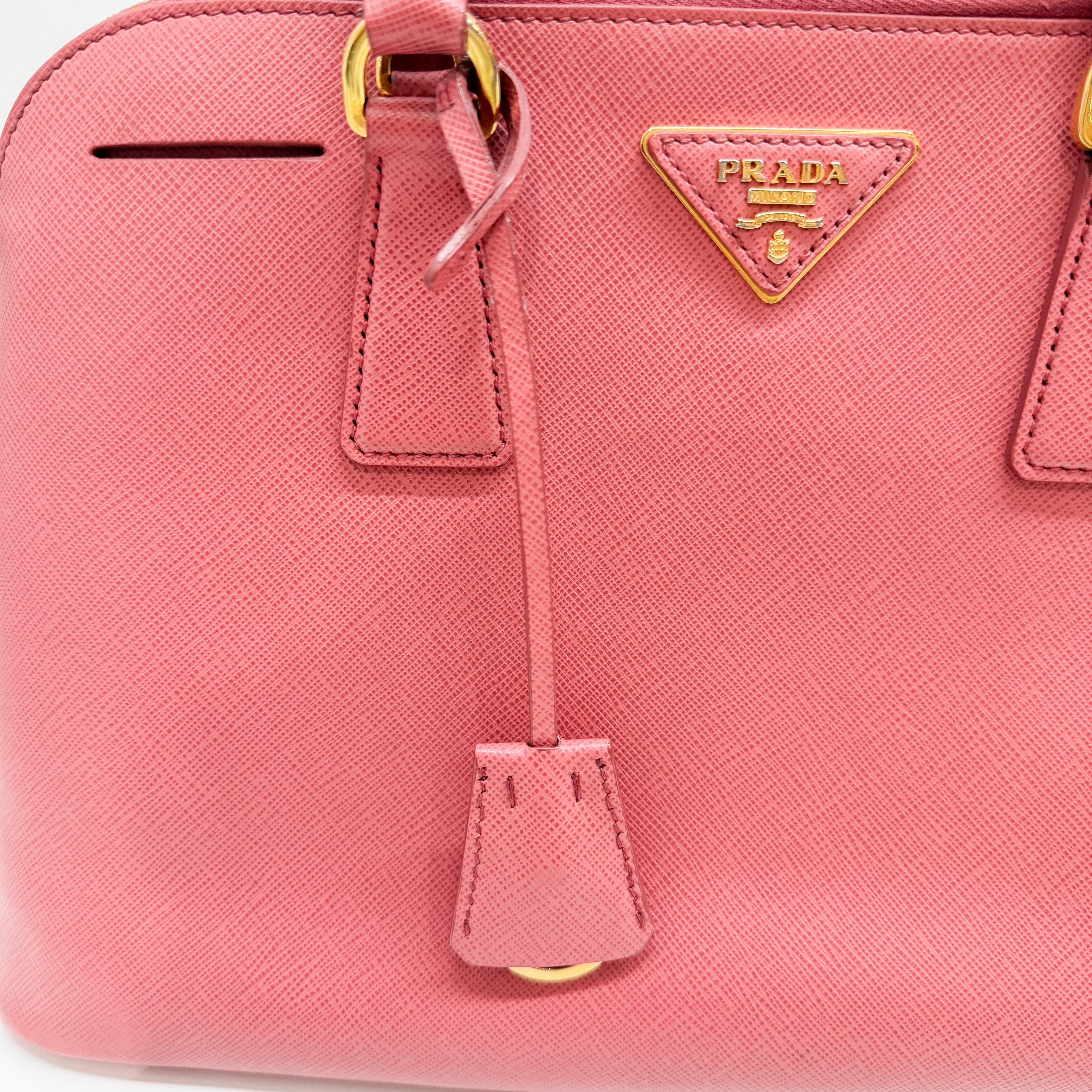 Saffiano Lux Pink Leather Two Way Bag