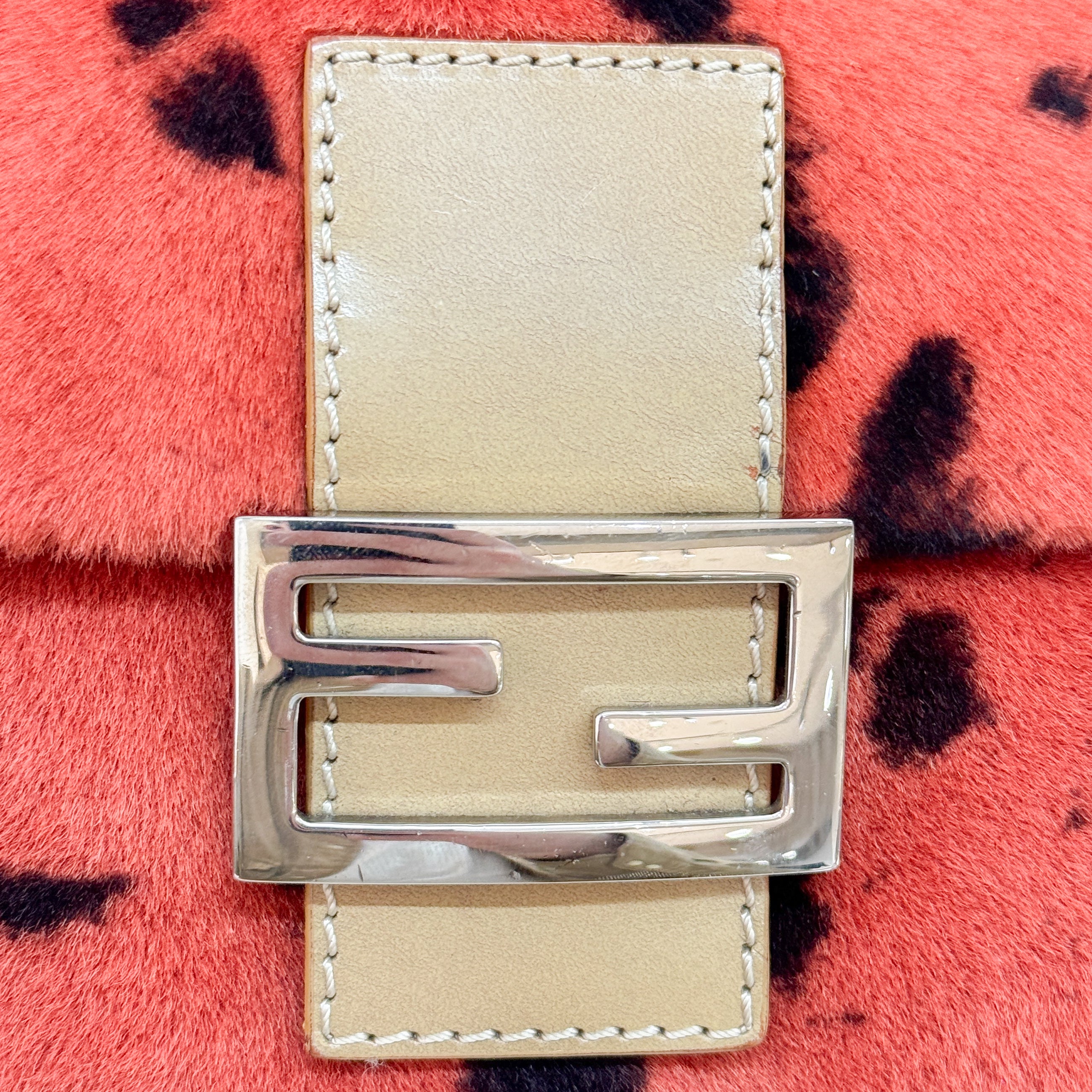 Mamma Baguette Orange Dalmatian Print Fur Shoulder Bag