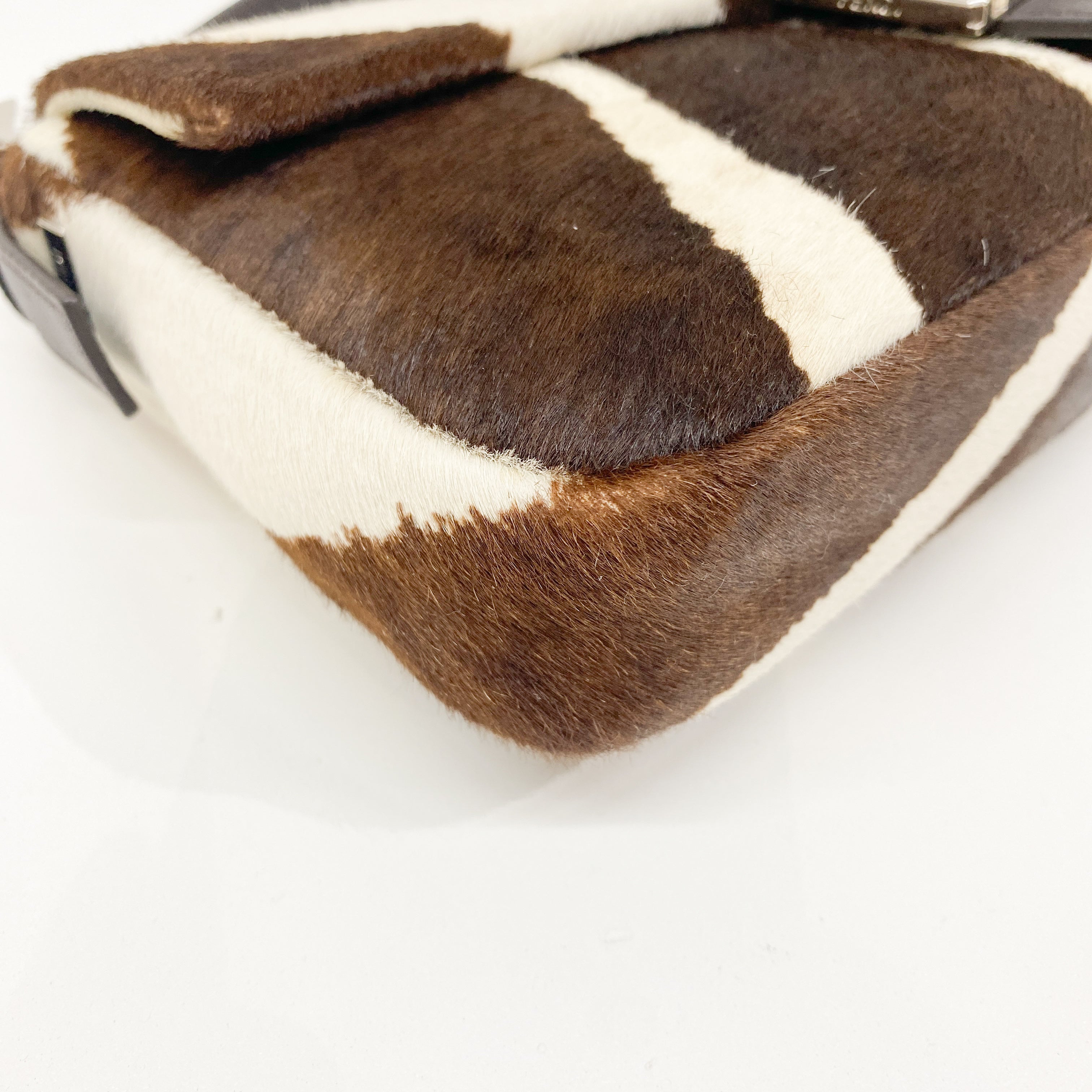 Baguette Brown Zebra Print Pony Hair Shoulder Bag