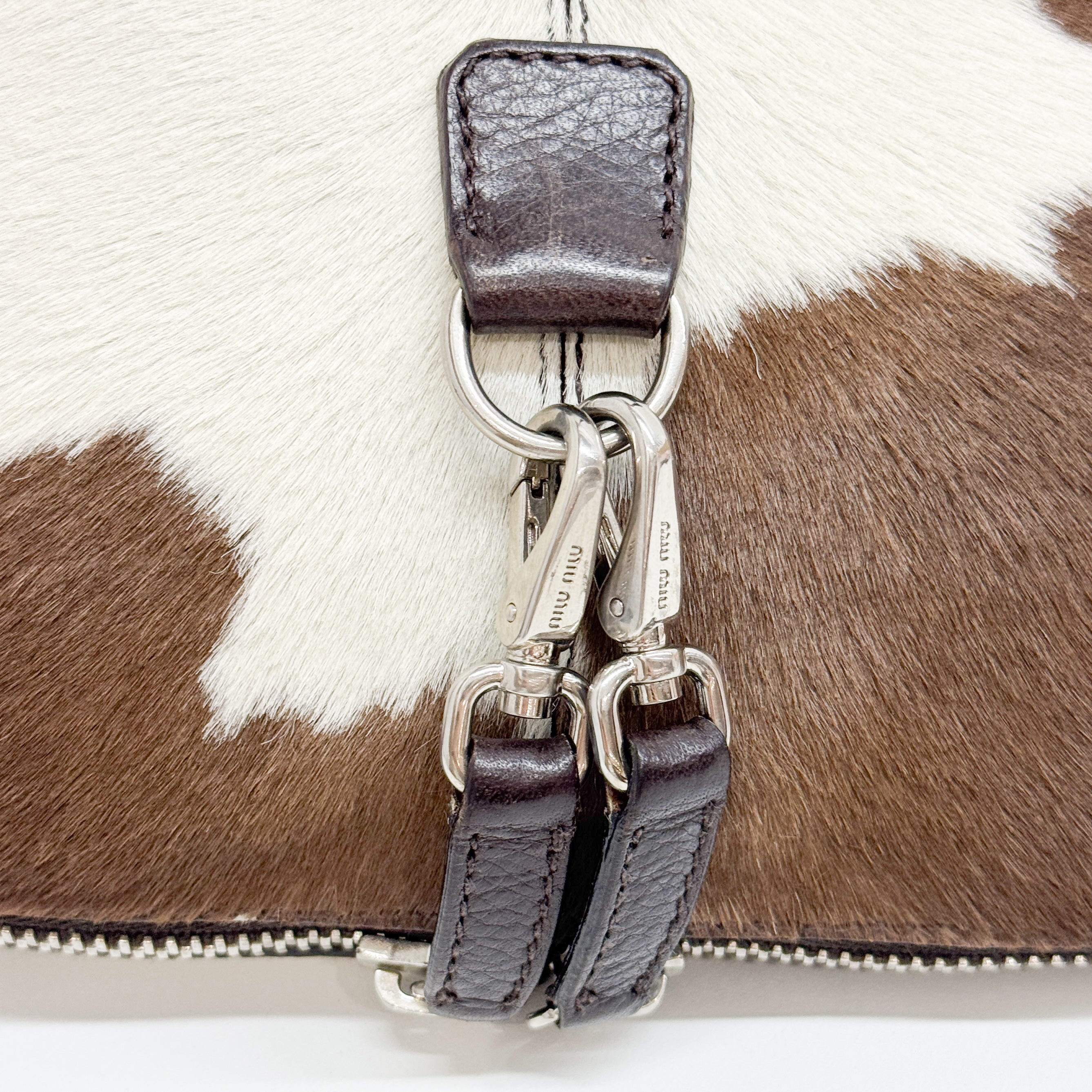 Beau Brown Cow Print Pony Hair Shoulder Bag