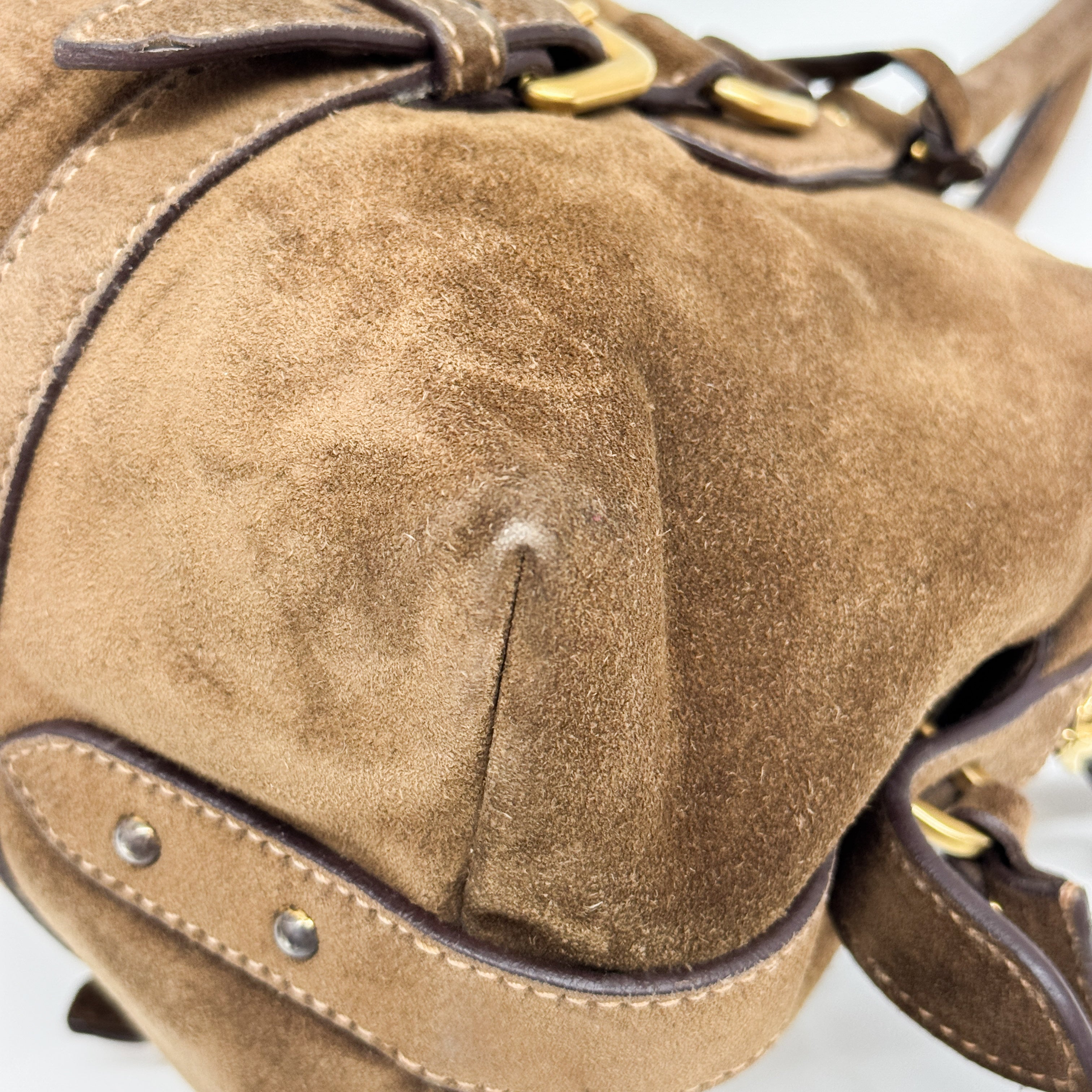 Vintage Brown Suede Hand Bag