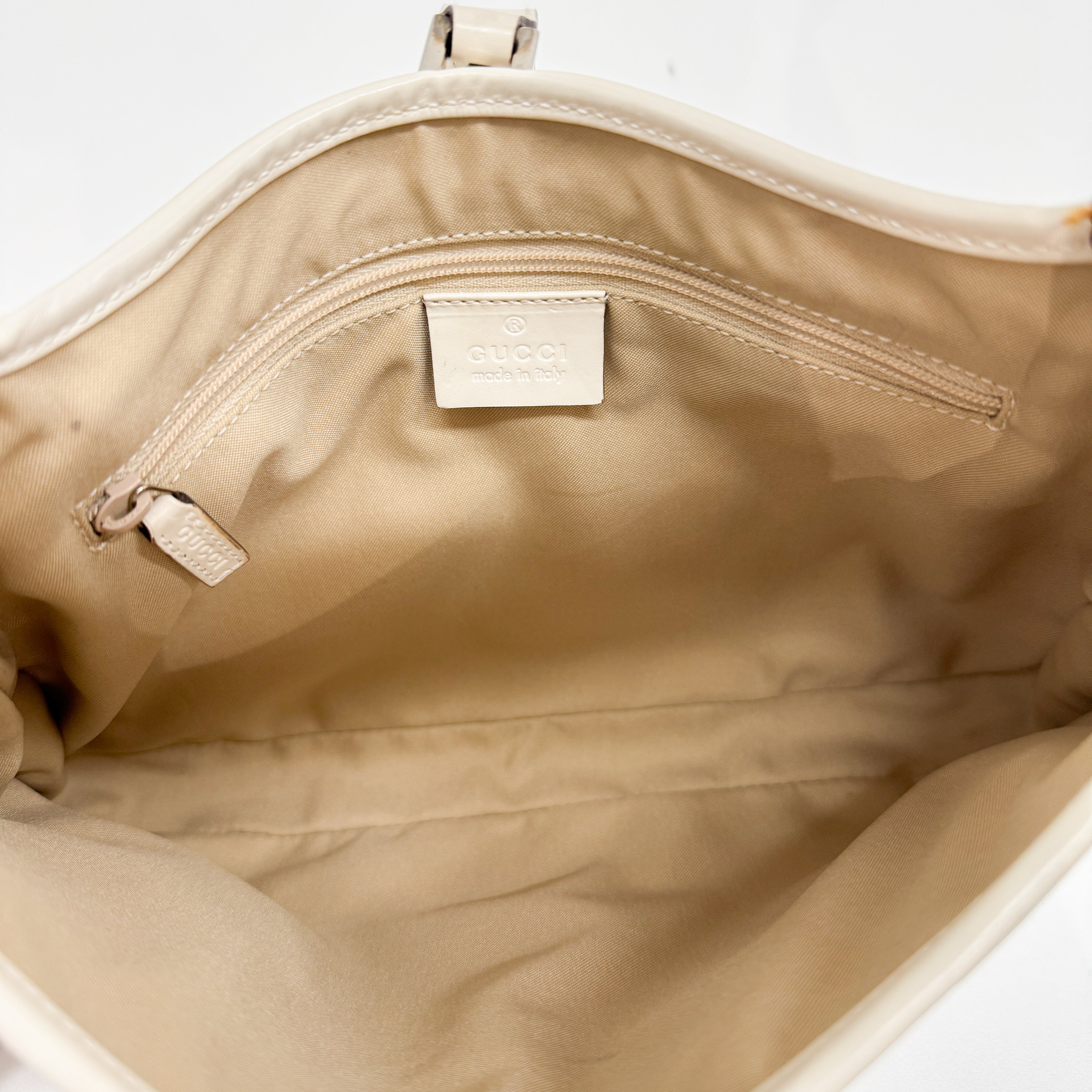 Jackie White GG Canvas Shoulder Bag