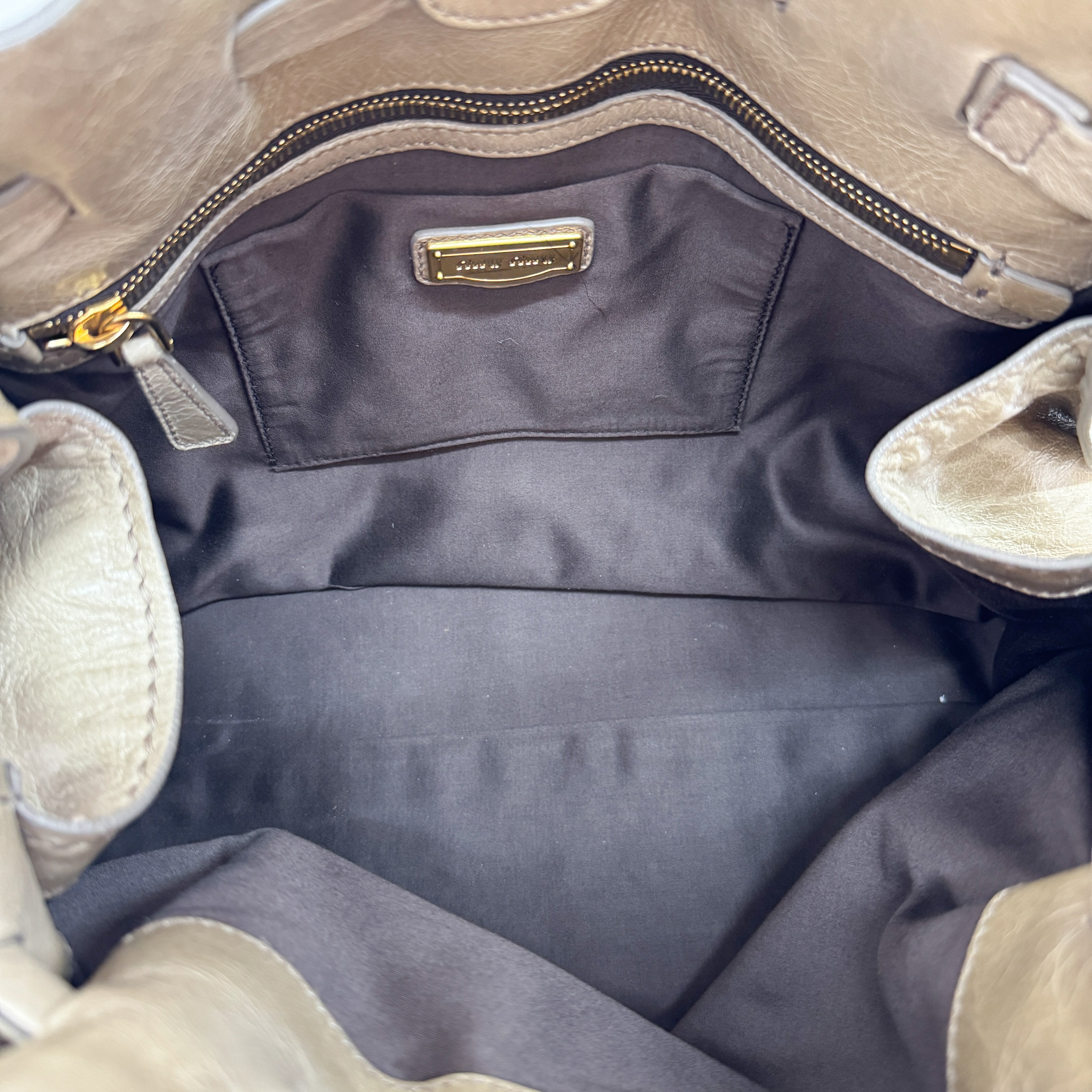 Vitello Lux Bow Beige Leather Bag