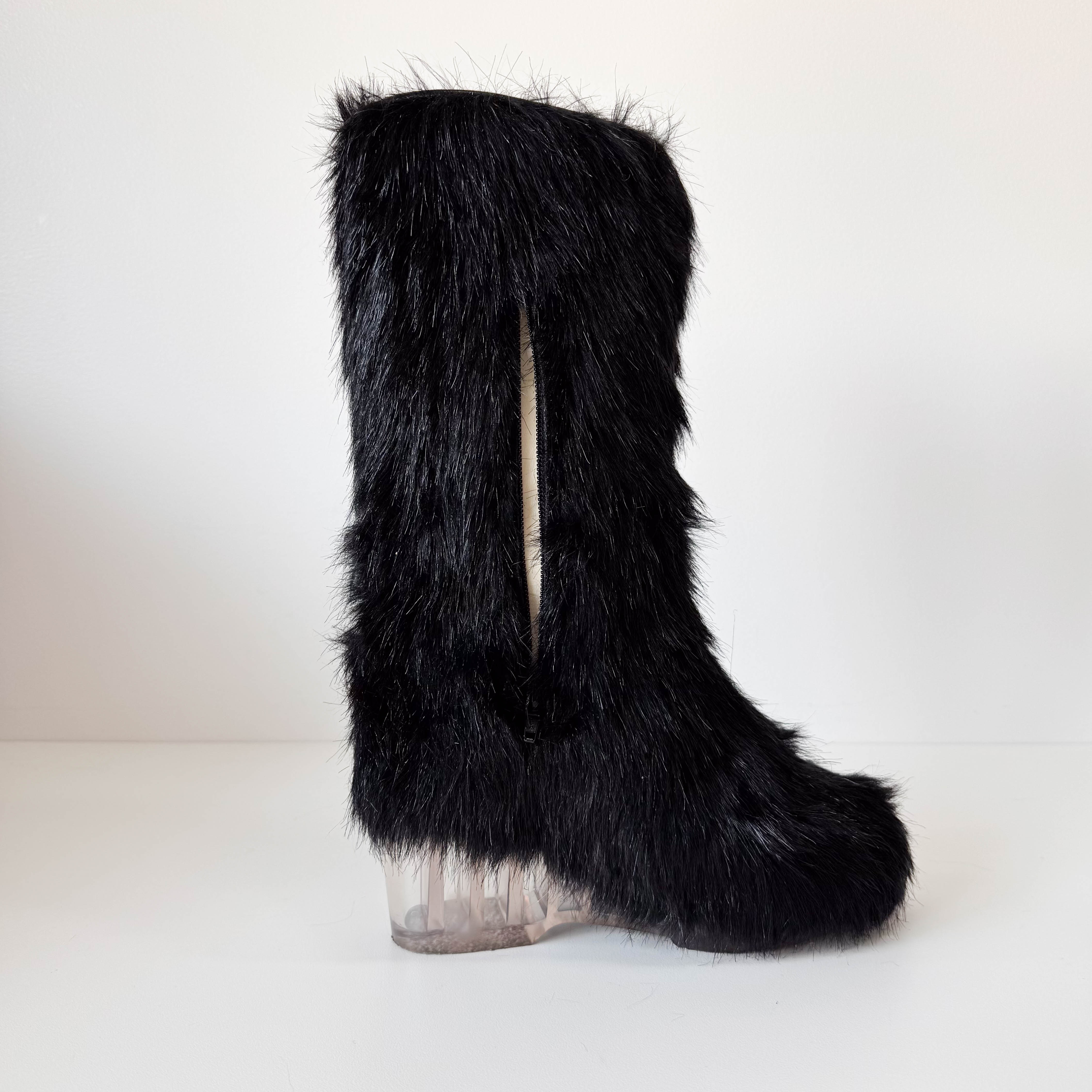 Size 37 1/2 Black Fur Boots