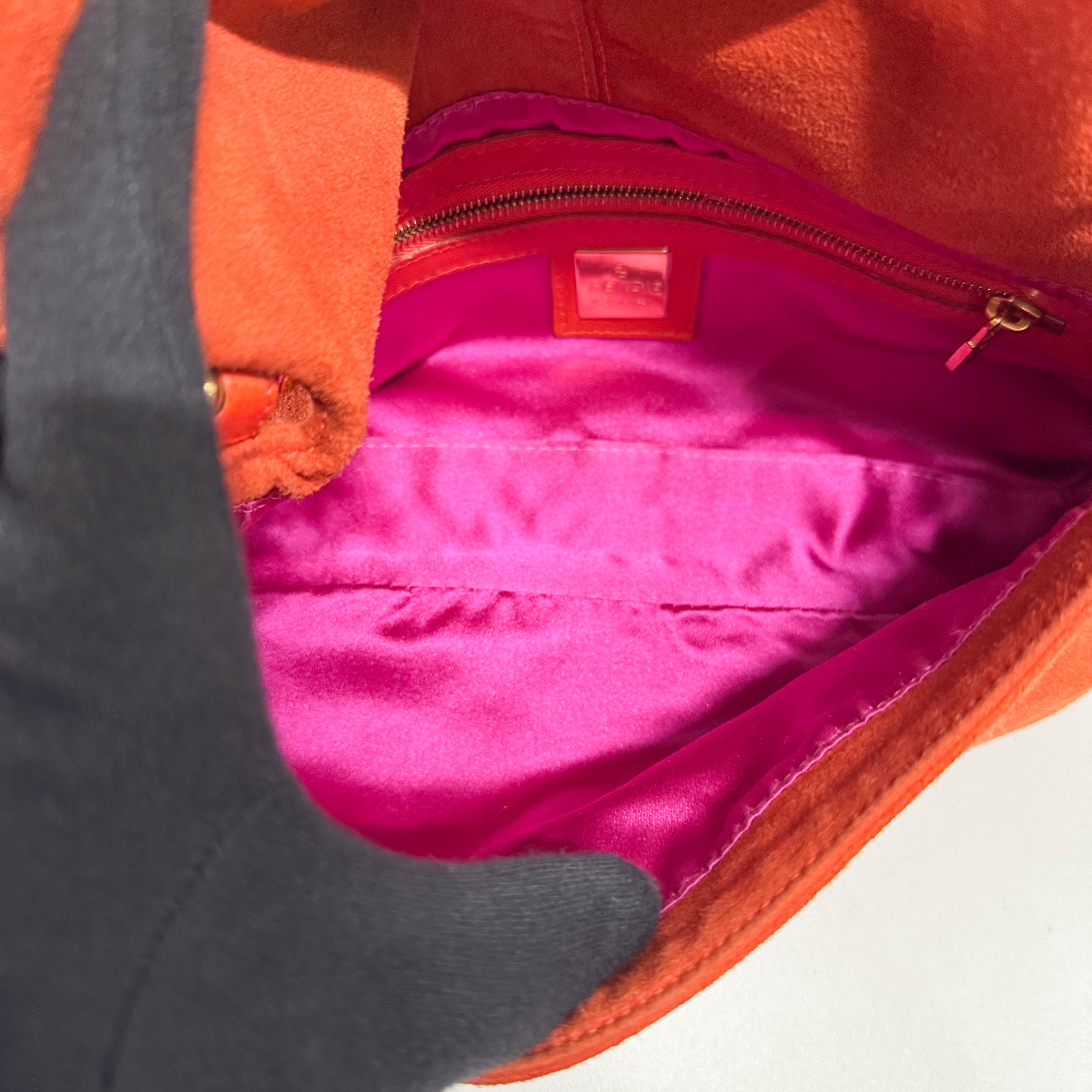 Baguette Orange Suede Shoulder Bag