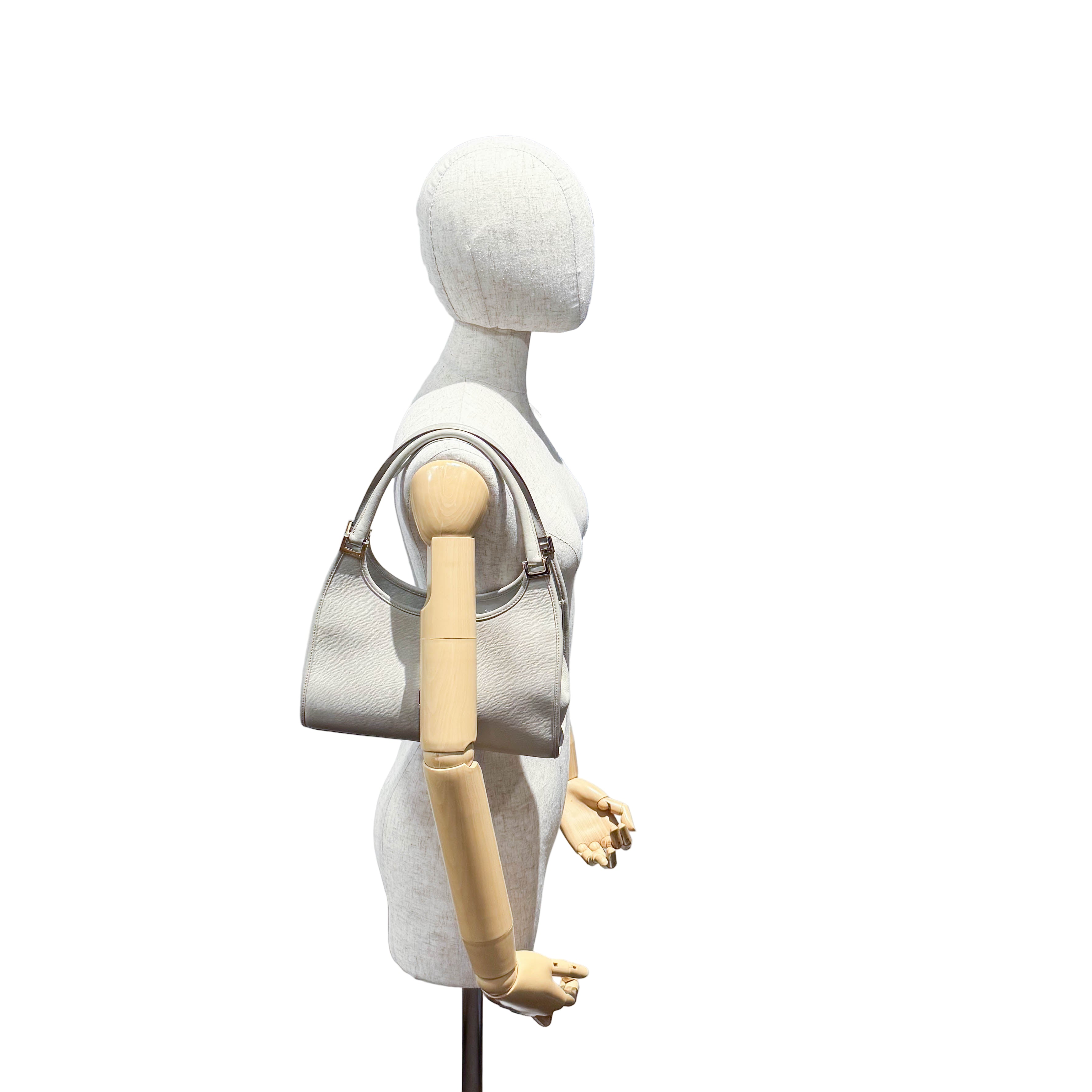 Jackie Small Grey Leather Shoulder Bag