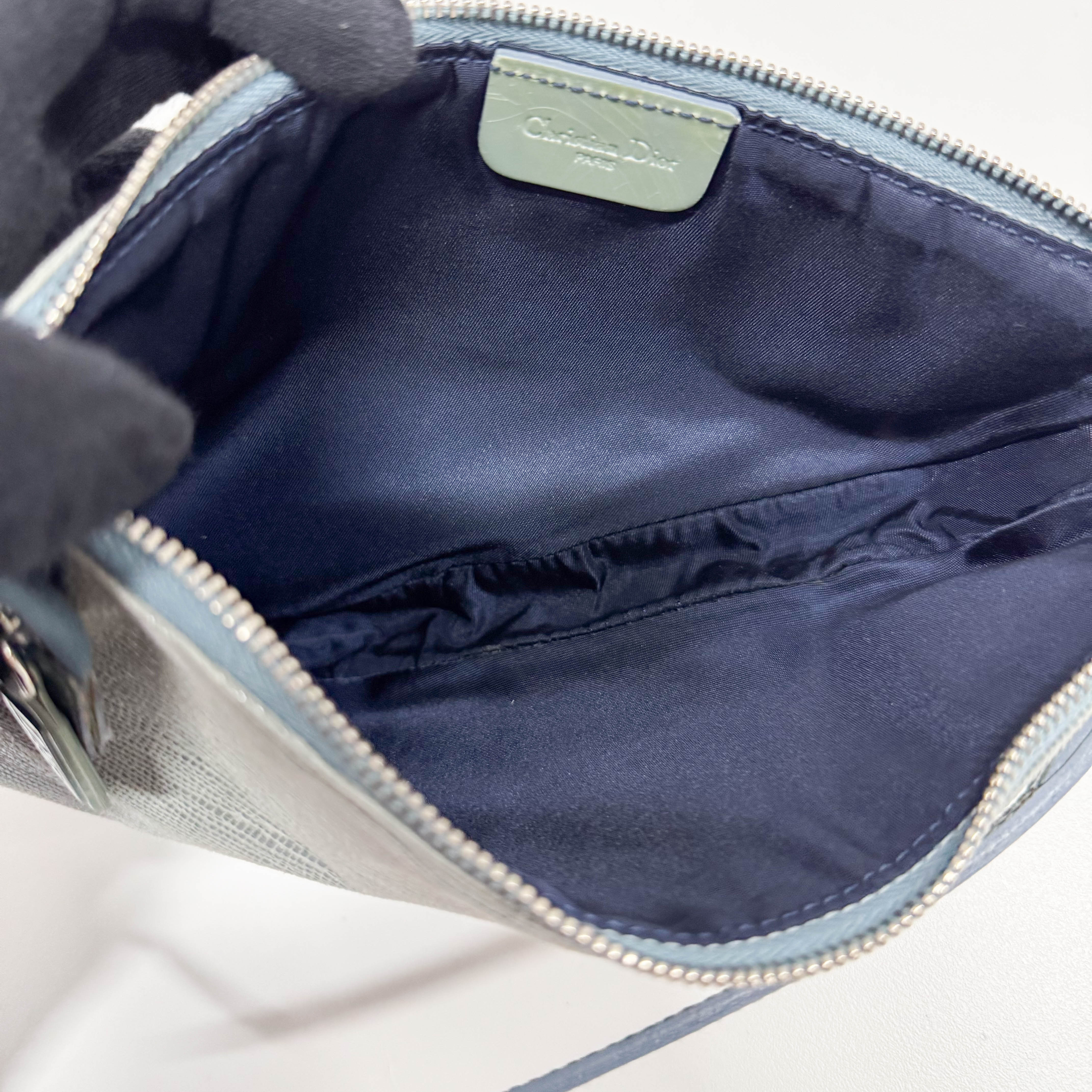 Saddle Blue Lizard Embossed Shoulder Bag