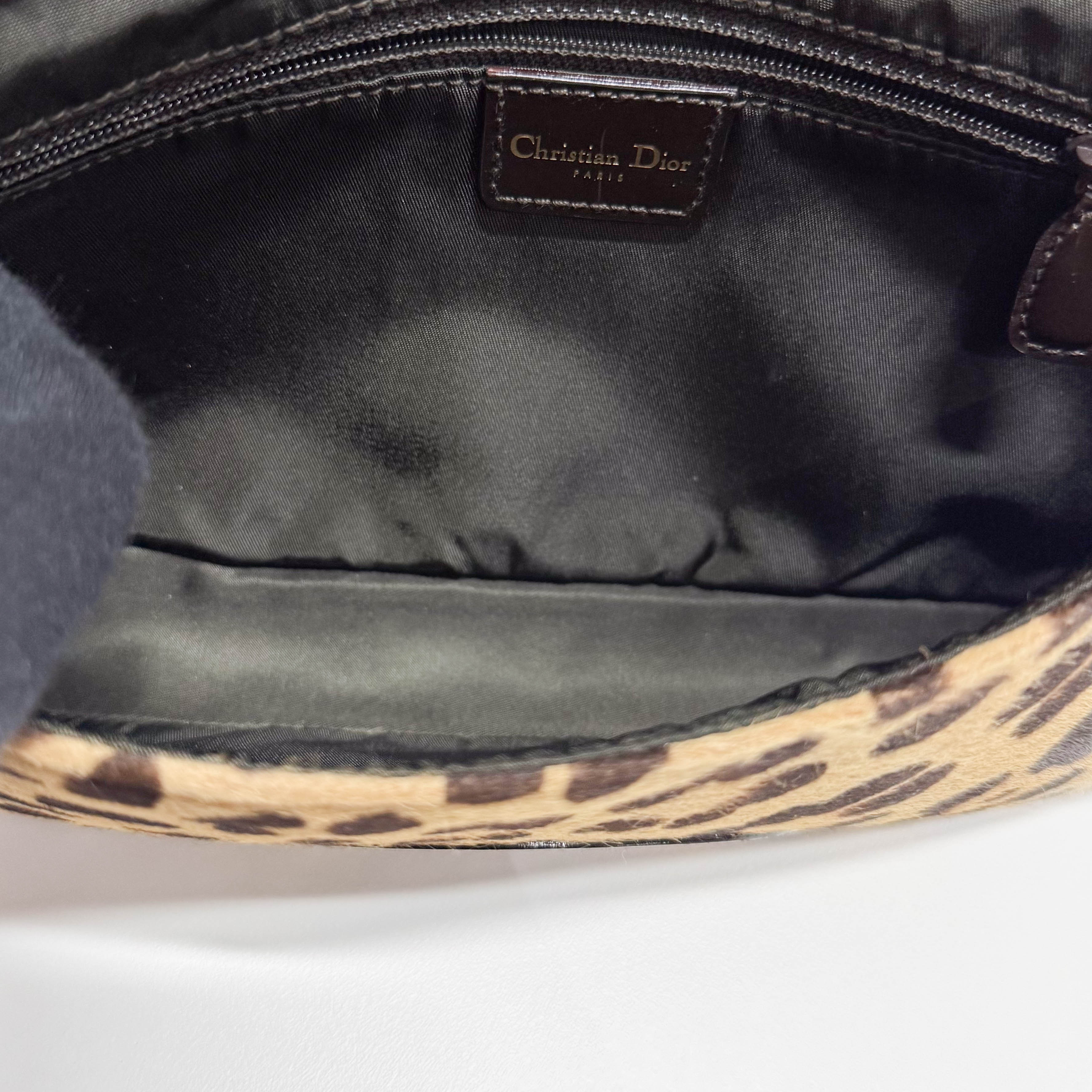 Malice Pearl Leopard Brown Leather Shoulder Bag
