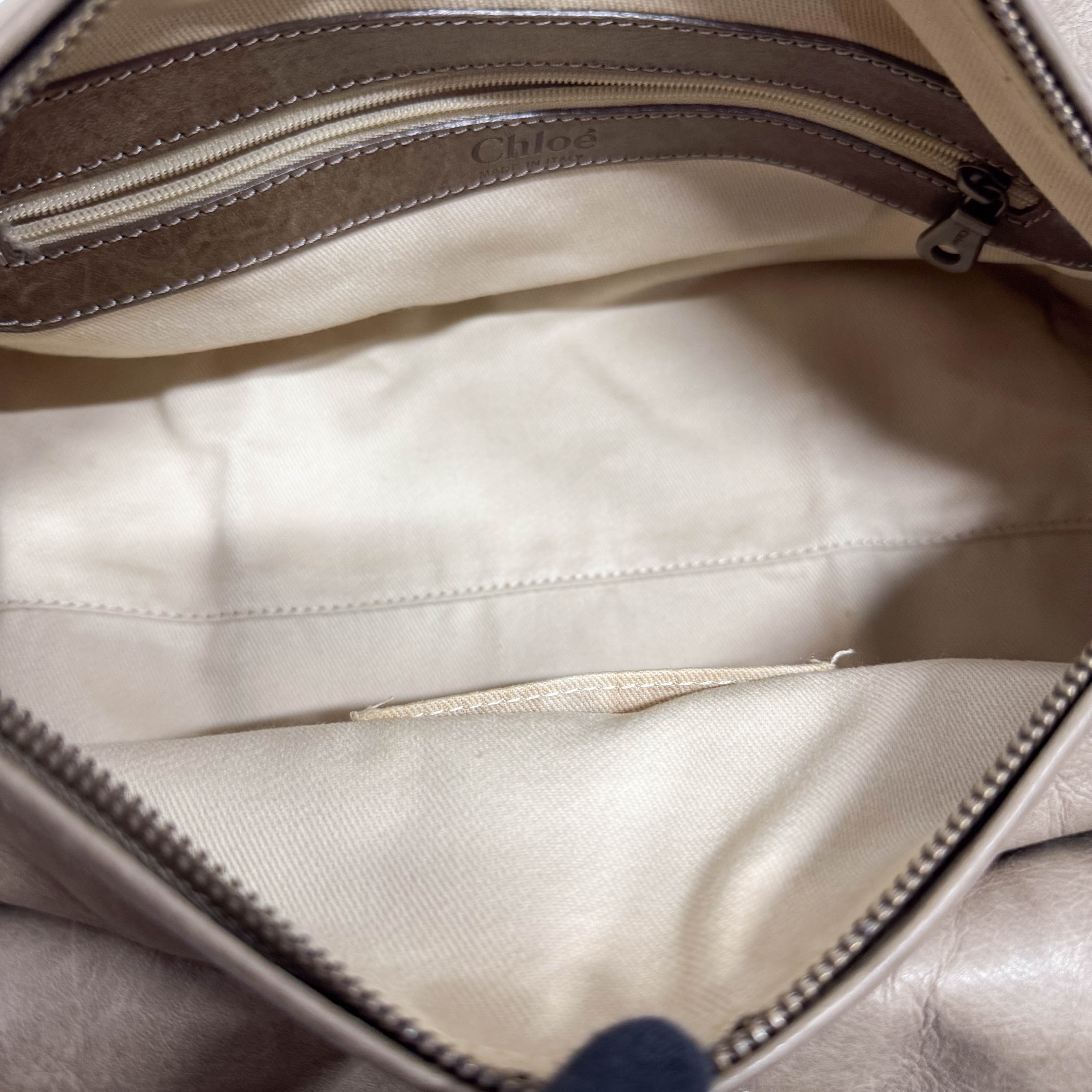 Silverado Beige Python Embossed Leather Shoulder Bag