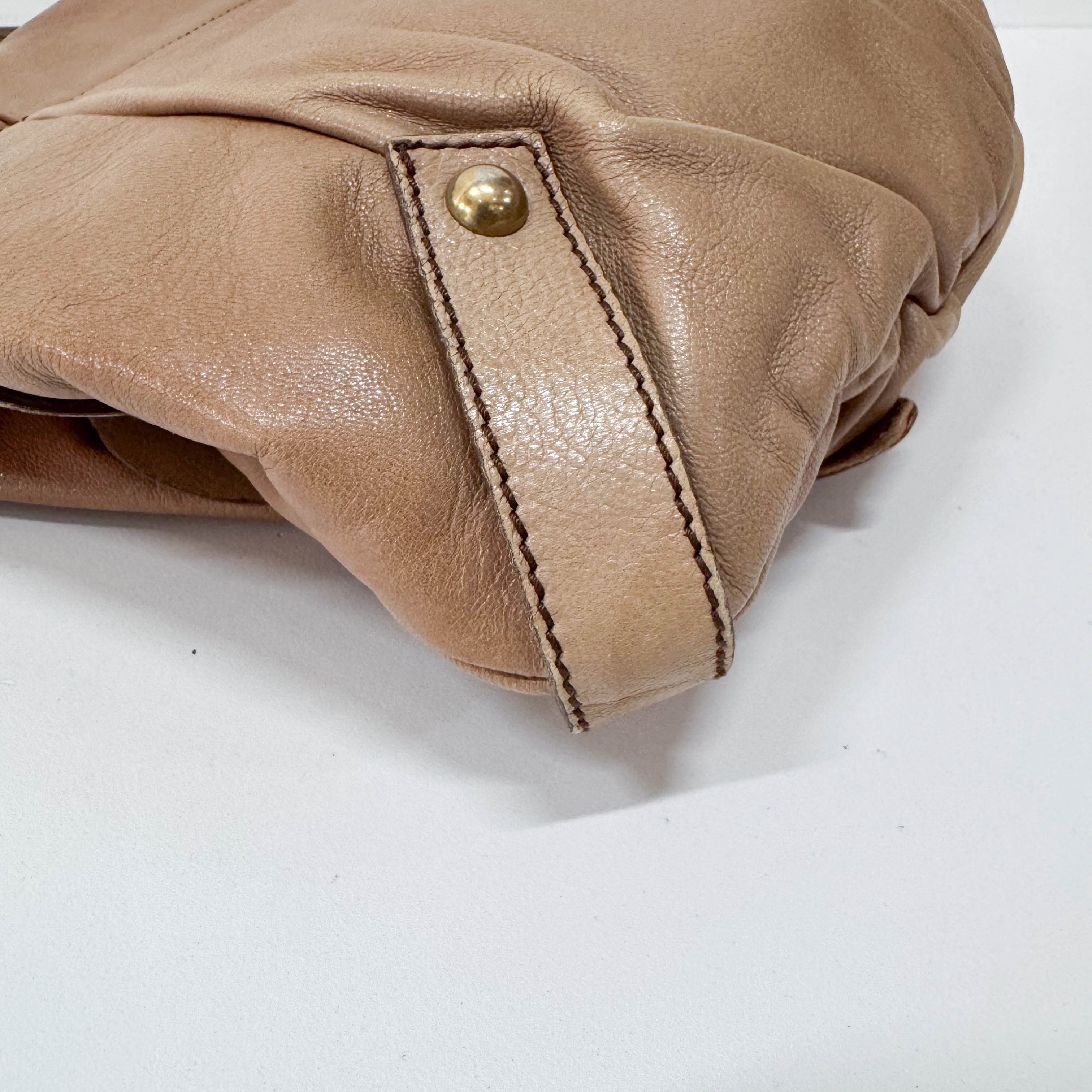 Ribbon Brown Leather Shoulder Bag