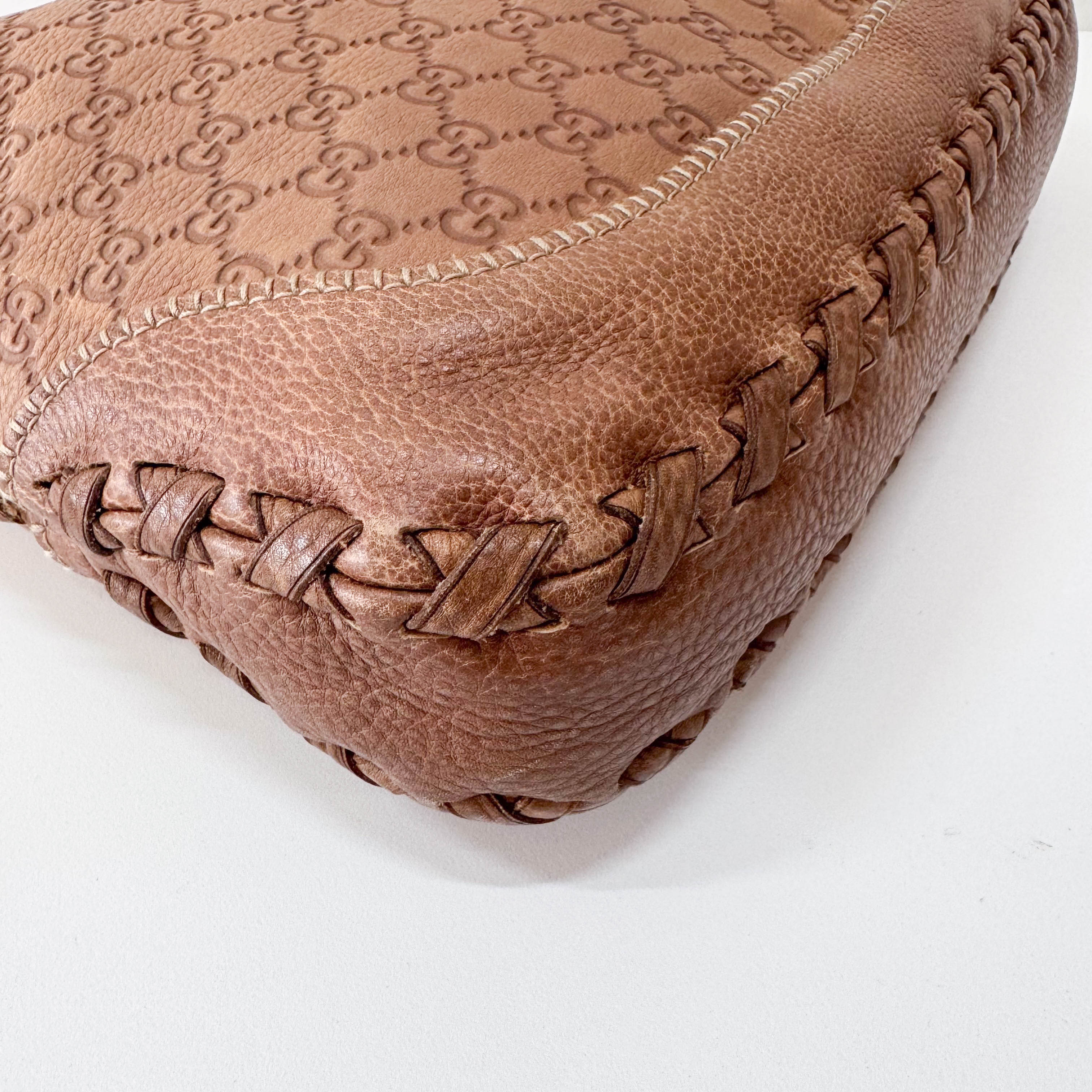 New Jackie Bamboo Guccissima Brown Calfskin Shoulder Bag