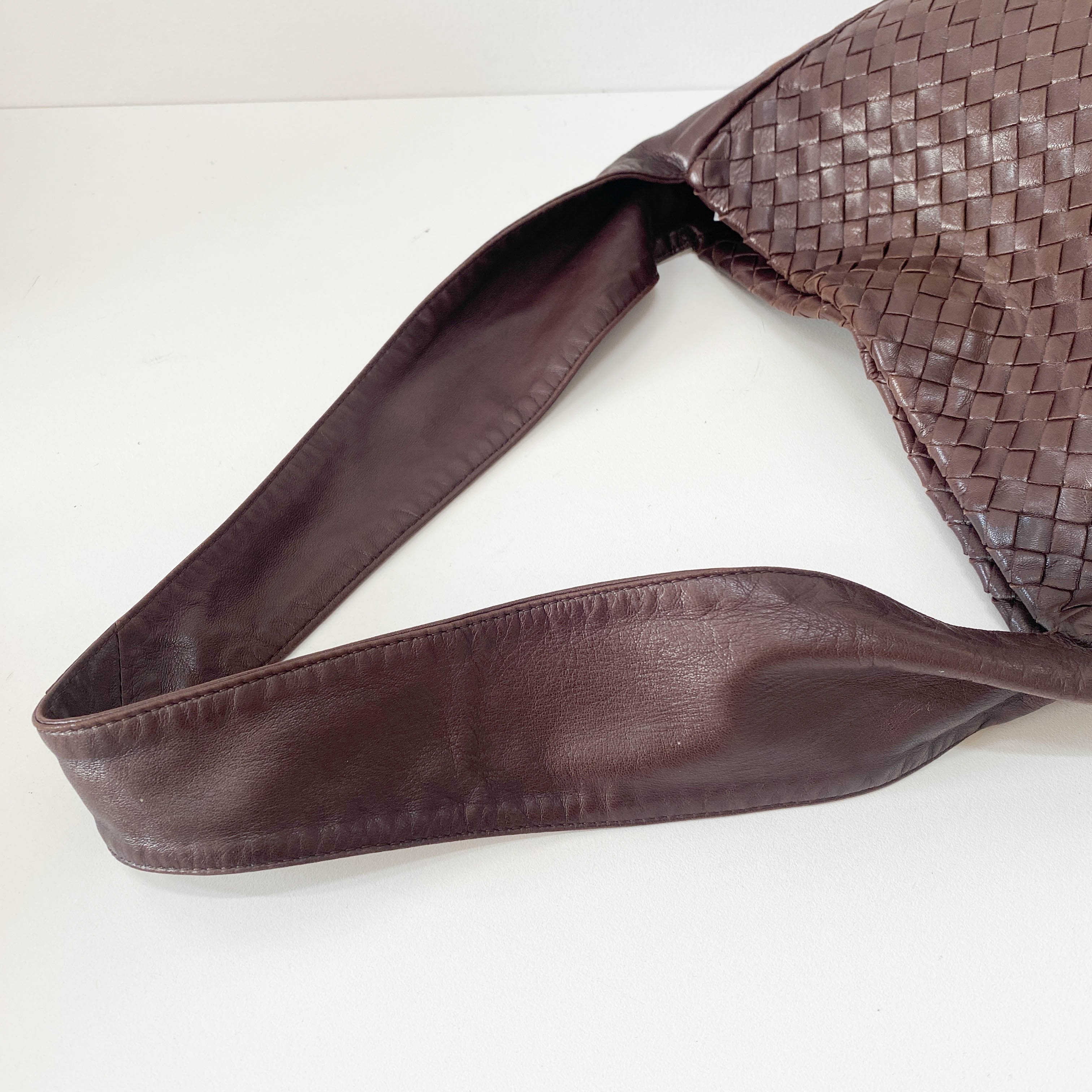 Intrecciato Brown Leather Shoulder Bag
